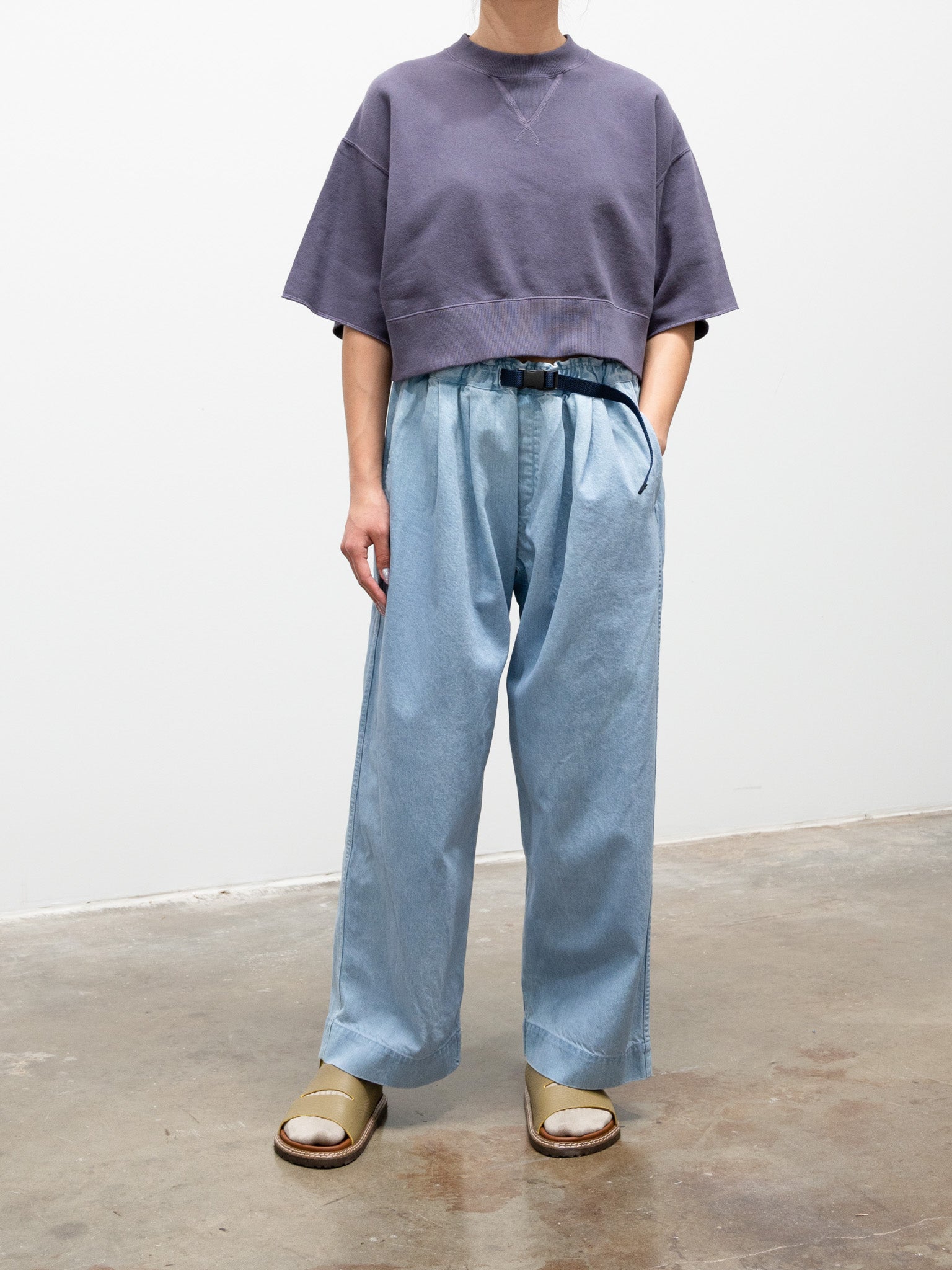 Namu Shop - ICHI Pigment Dye Cropped Sweatshirt - Ivory