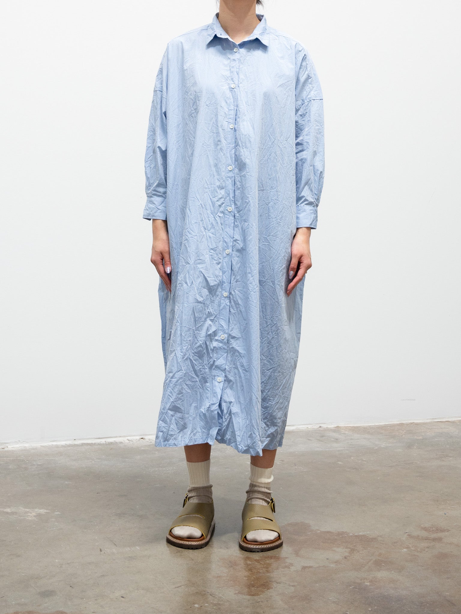Namu Shop - ICHI Washer BD Shirt Dress - Light Blue