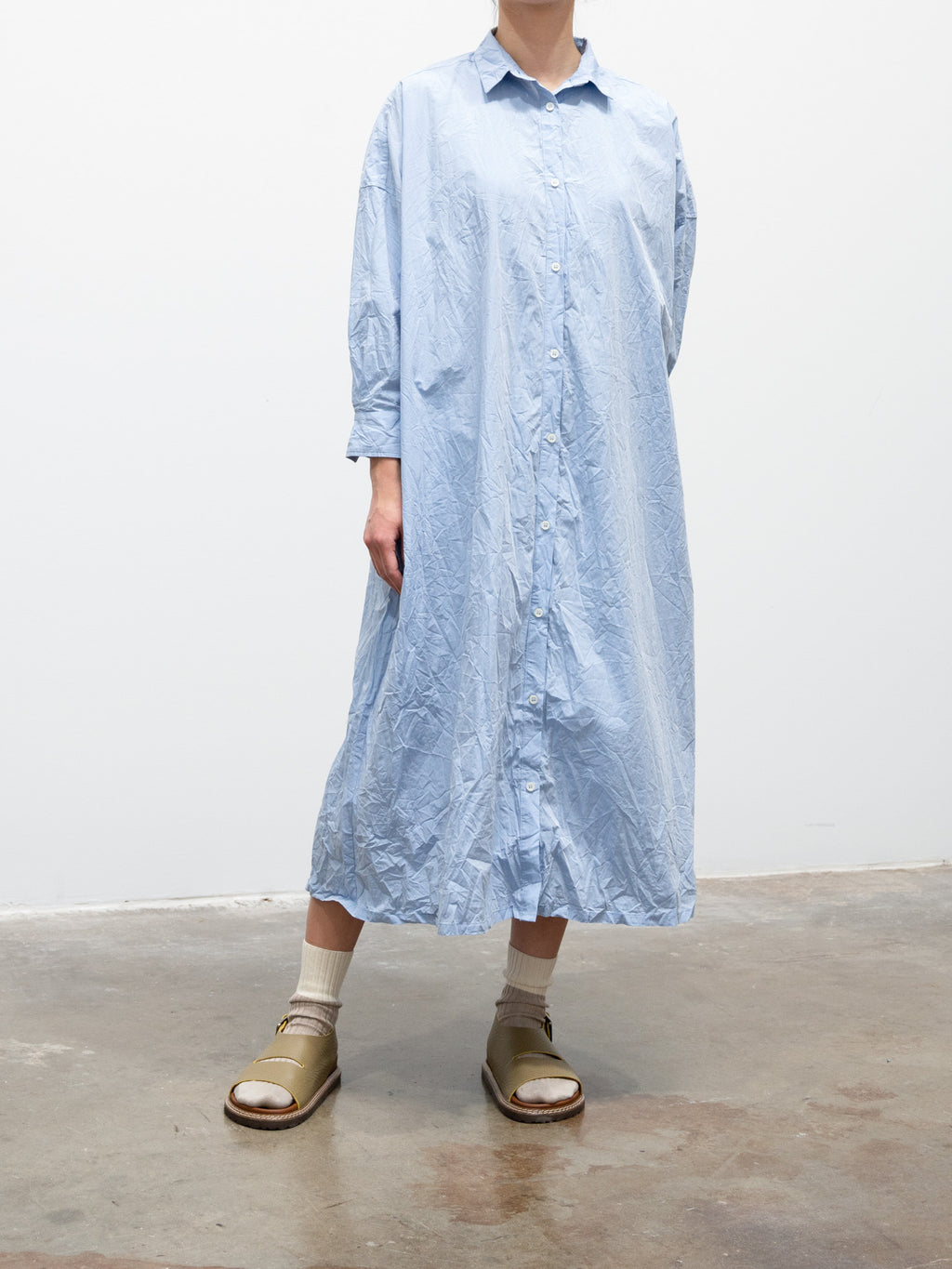 Namu Shop - ICHI Washer BD Shirt Dress - Light Blue