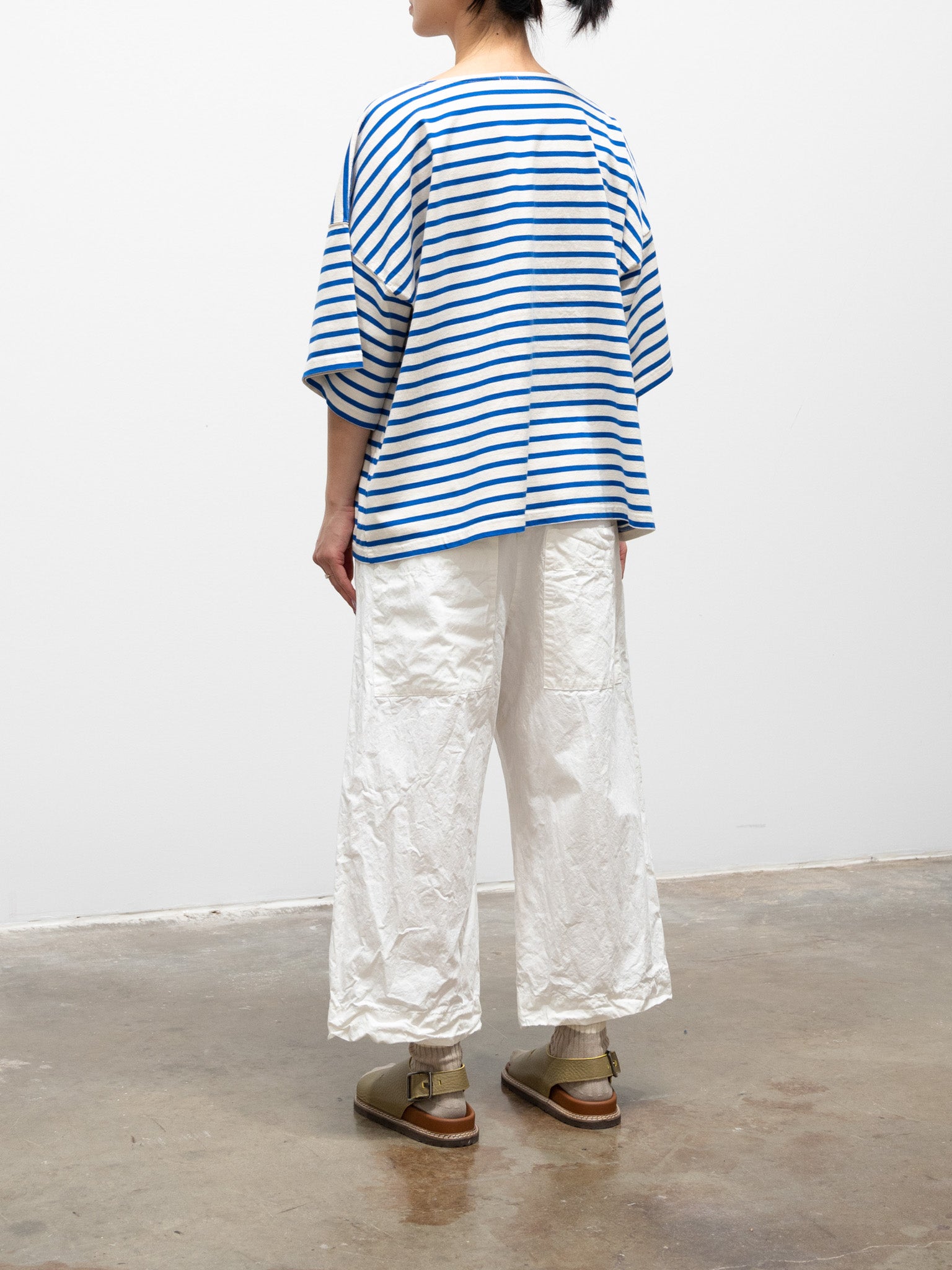 Namu Shop - ICHI Border Pocket Pullover - Natural x Blue