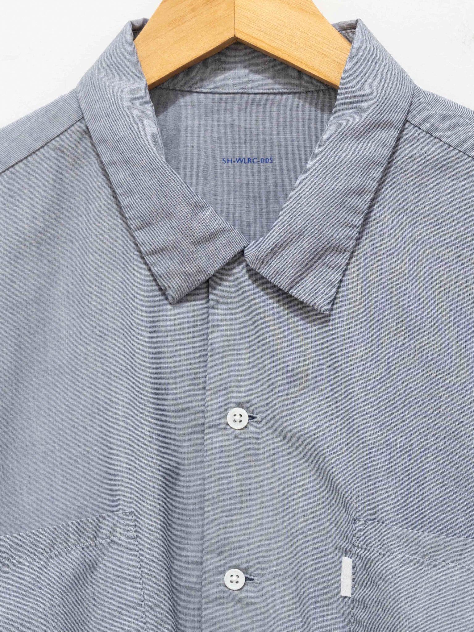 Namu Shop - S H Open Collar Shirt - End on End Blue