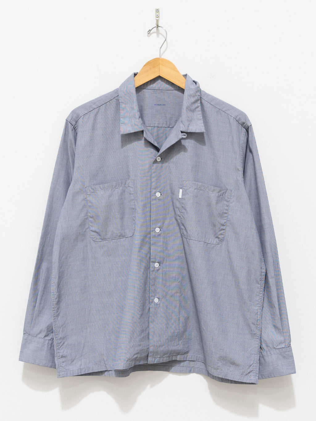 Namu Shop - S H Open Collar Shirt - End on End Blue