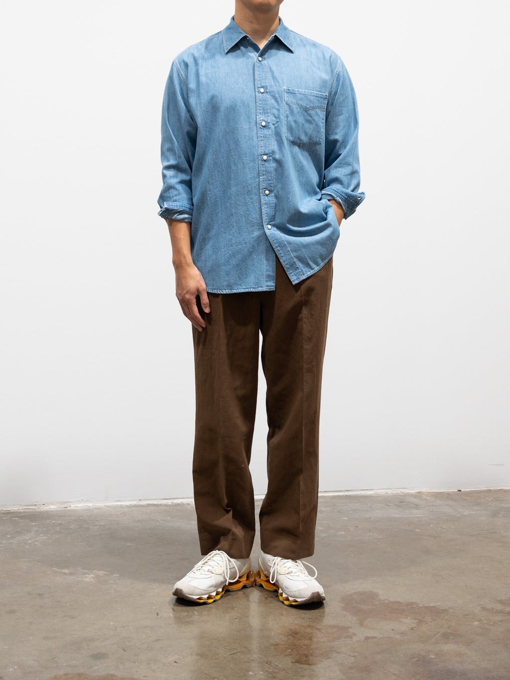 Namu Shop - Auralee Selvedge Super Light Denim Shirt - Indigo