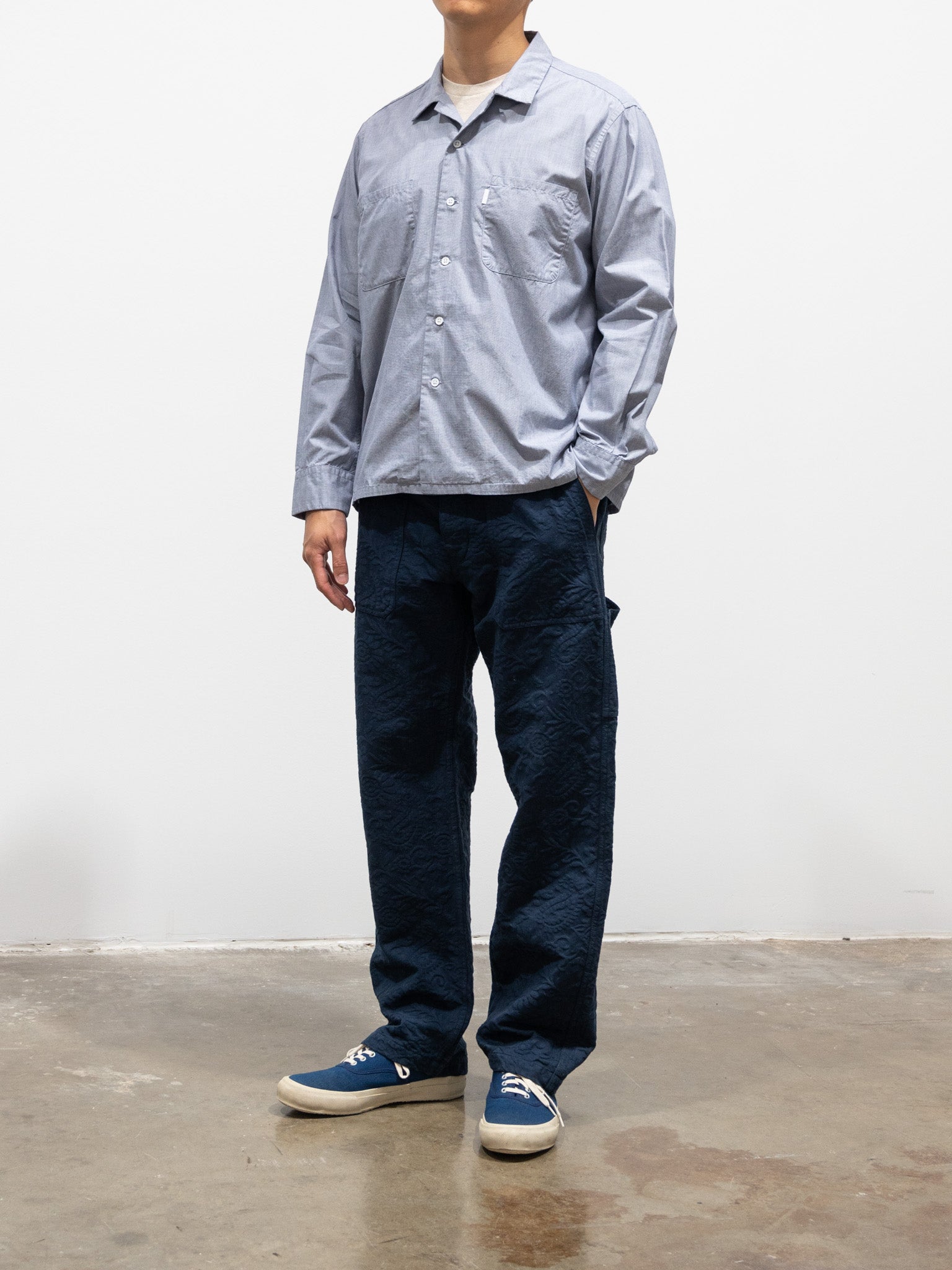 Namu Shop - S H Open Collar Shirt - End on End Blue