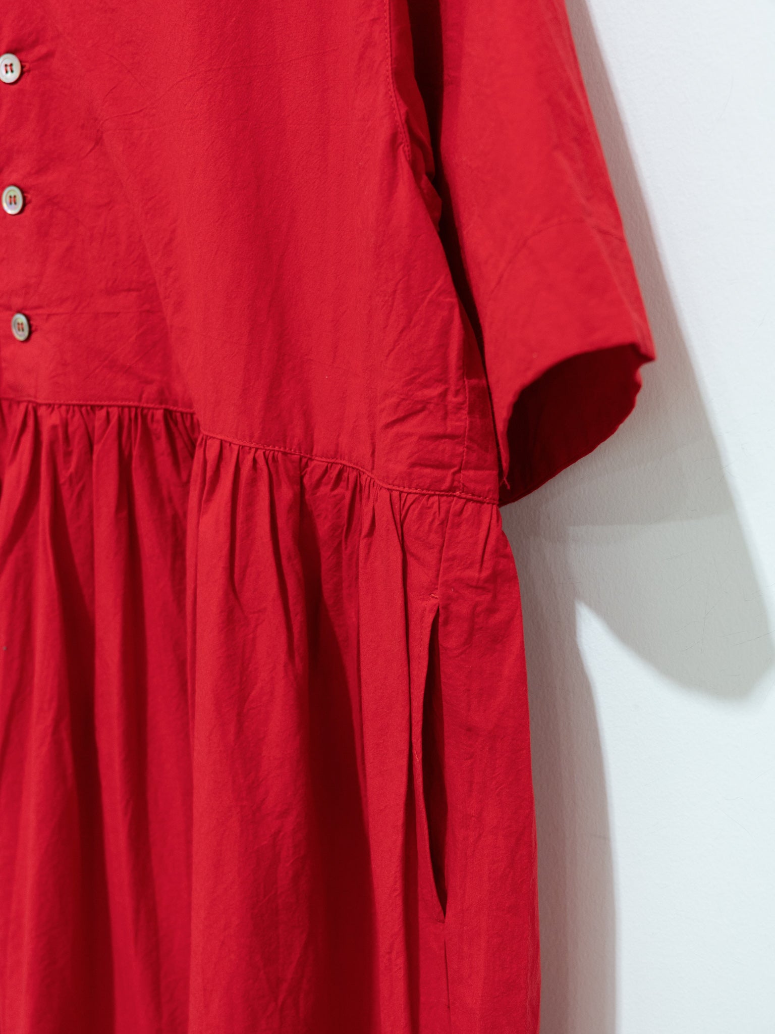 Namu Shop - Ichi Antiquites Open Collar Azumadaki Dress - Red