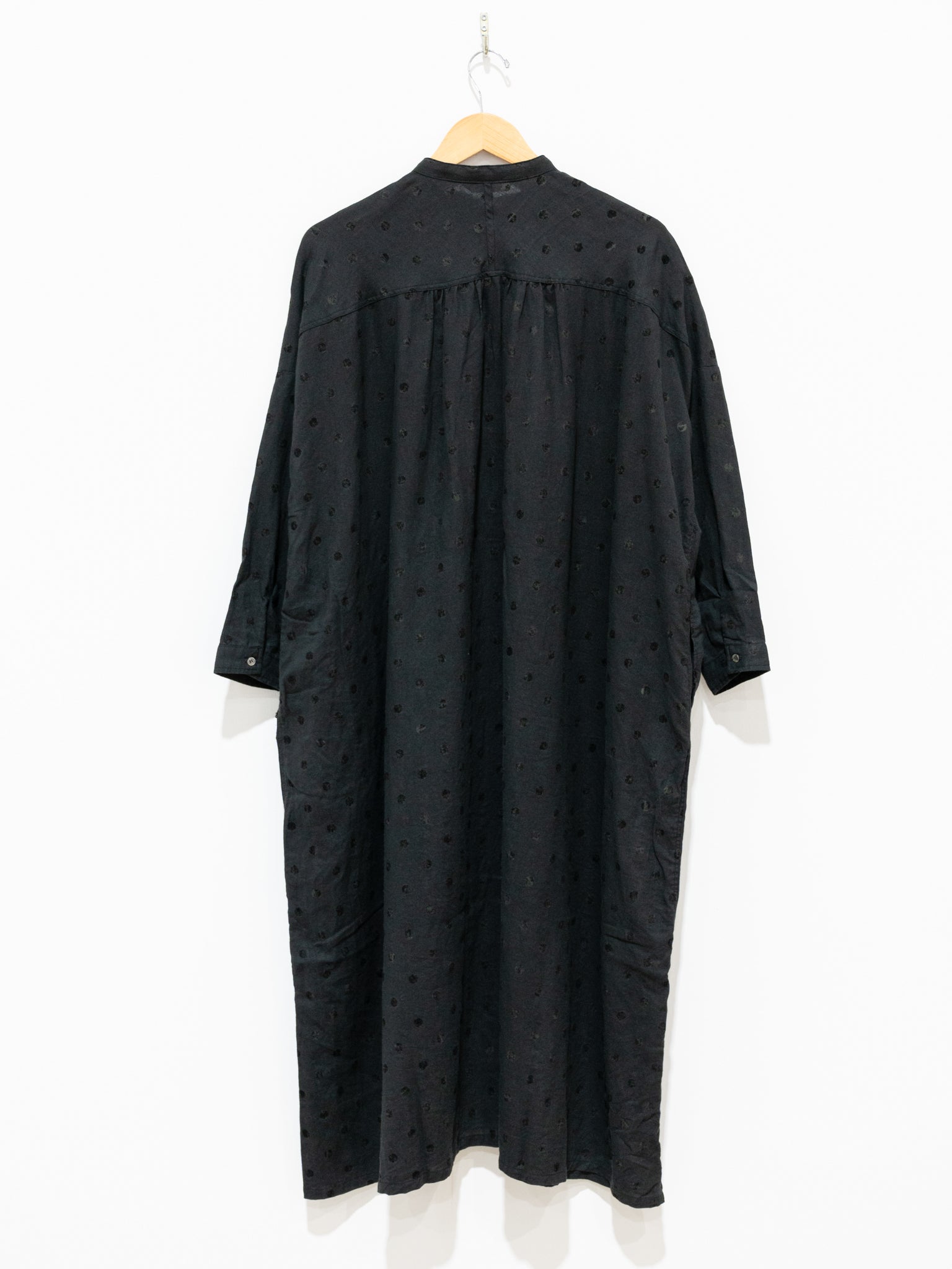 Namu Shop - Ichi Antiquites Azumadaki Ramie Flocky Dot Dress - Black