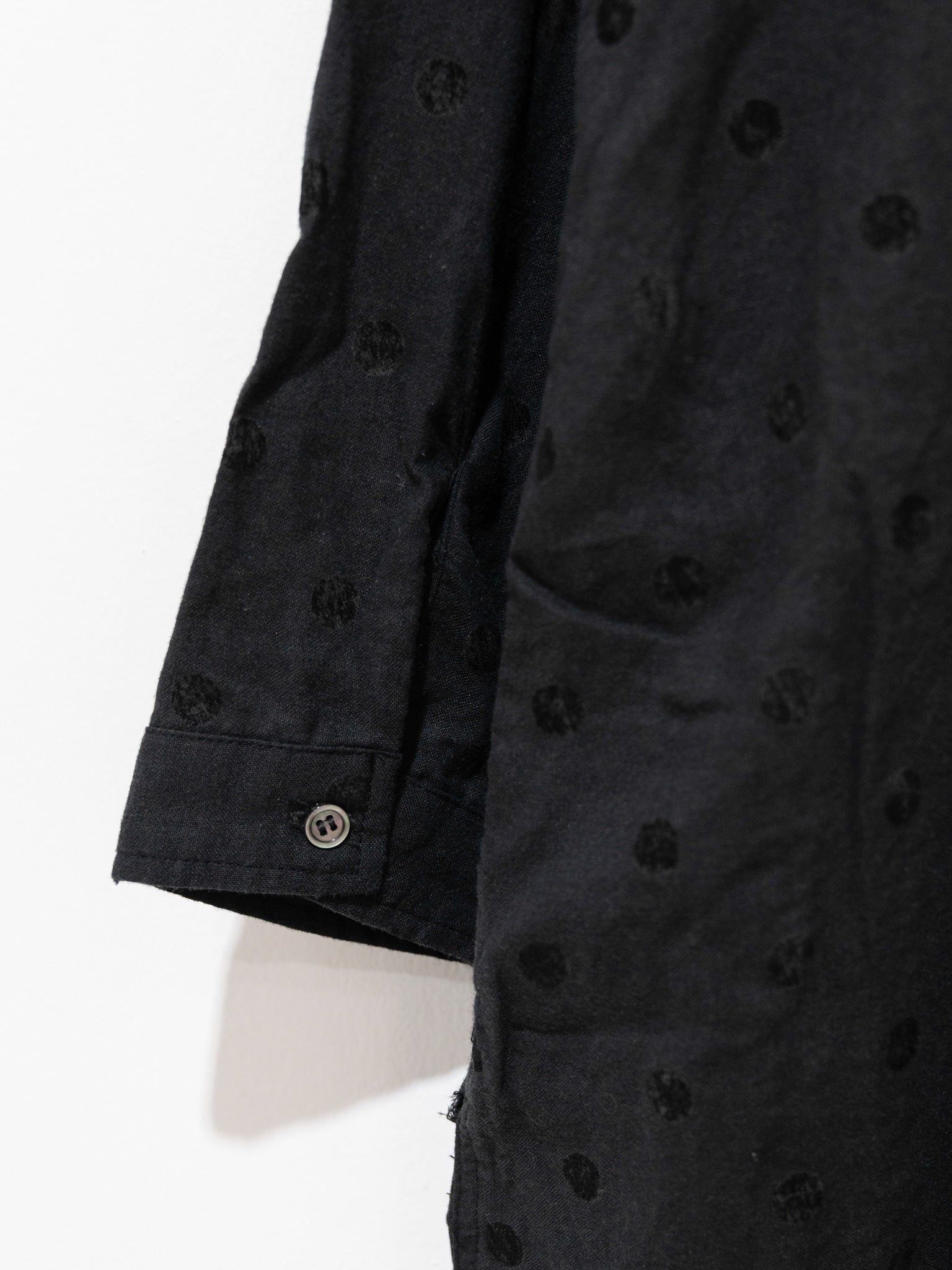 Namu Shop - Ichi Antiquites Azumadaki Ramie Flocky Dot Dress - Black