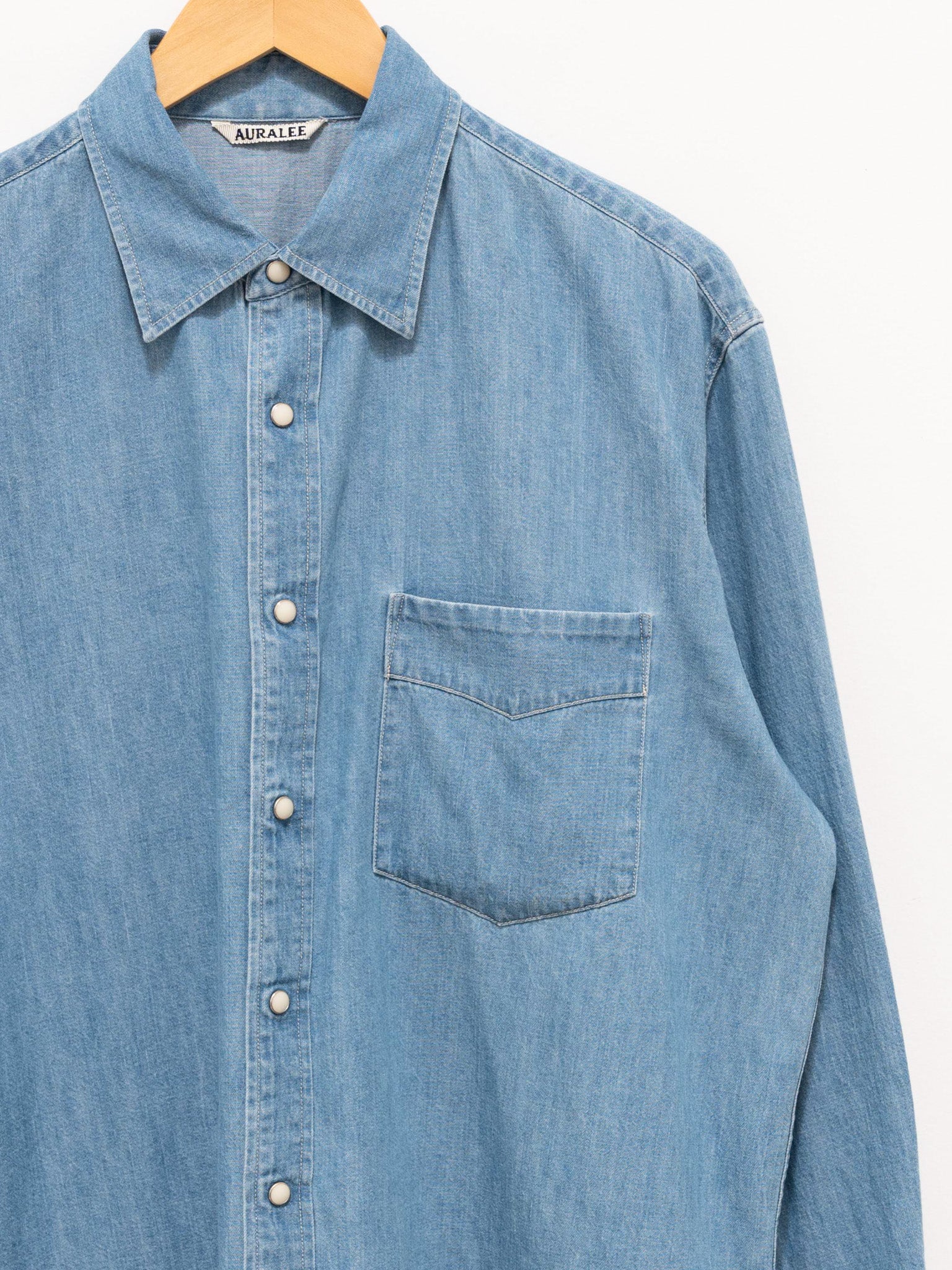 Namu Shop - Auralee Selvedge Super Light Denim Shirt - Indigo