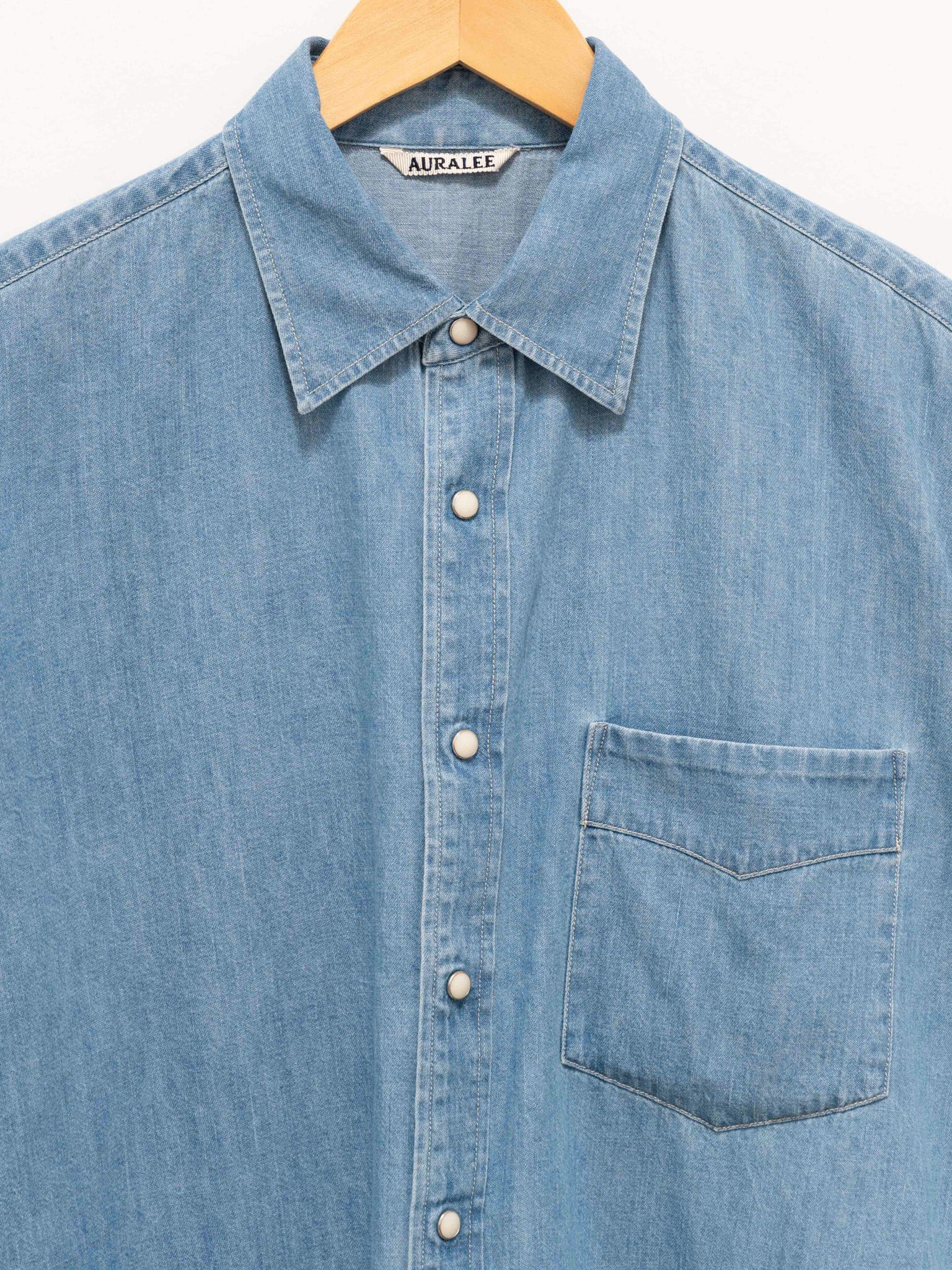 Namu Shop - Auralee Selvedge Super Light Denim Shirt - Indigo