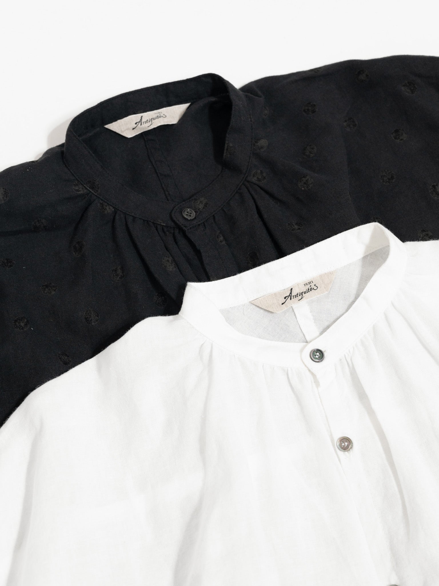 Namu Shop - Ichi Antiquites Azumadaki Ramie Flocky Dot Shirt - Black