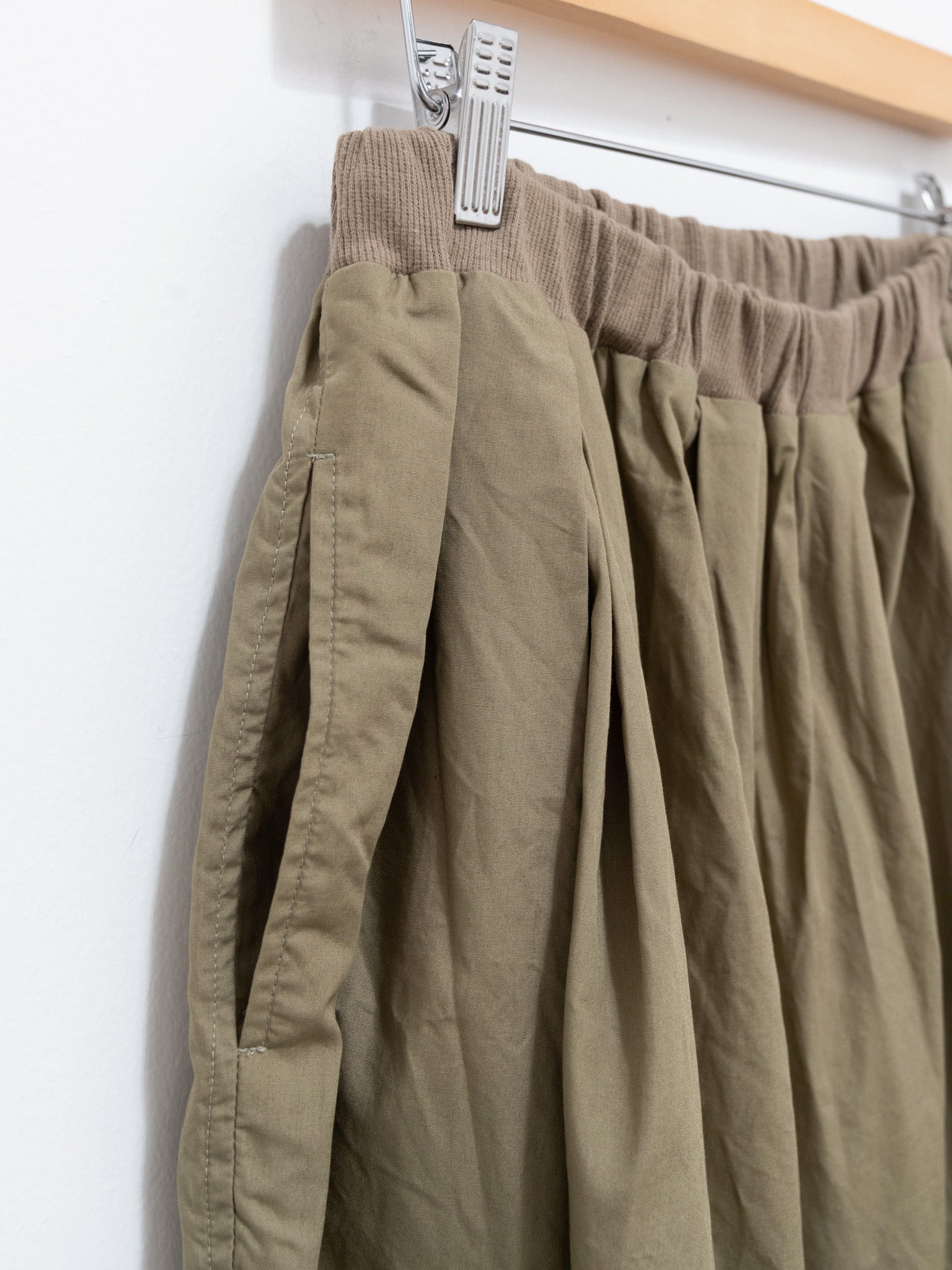 Namu Shop - ICHI Broad Waist Rib Skirt - Khaki