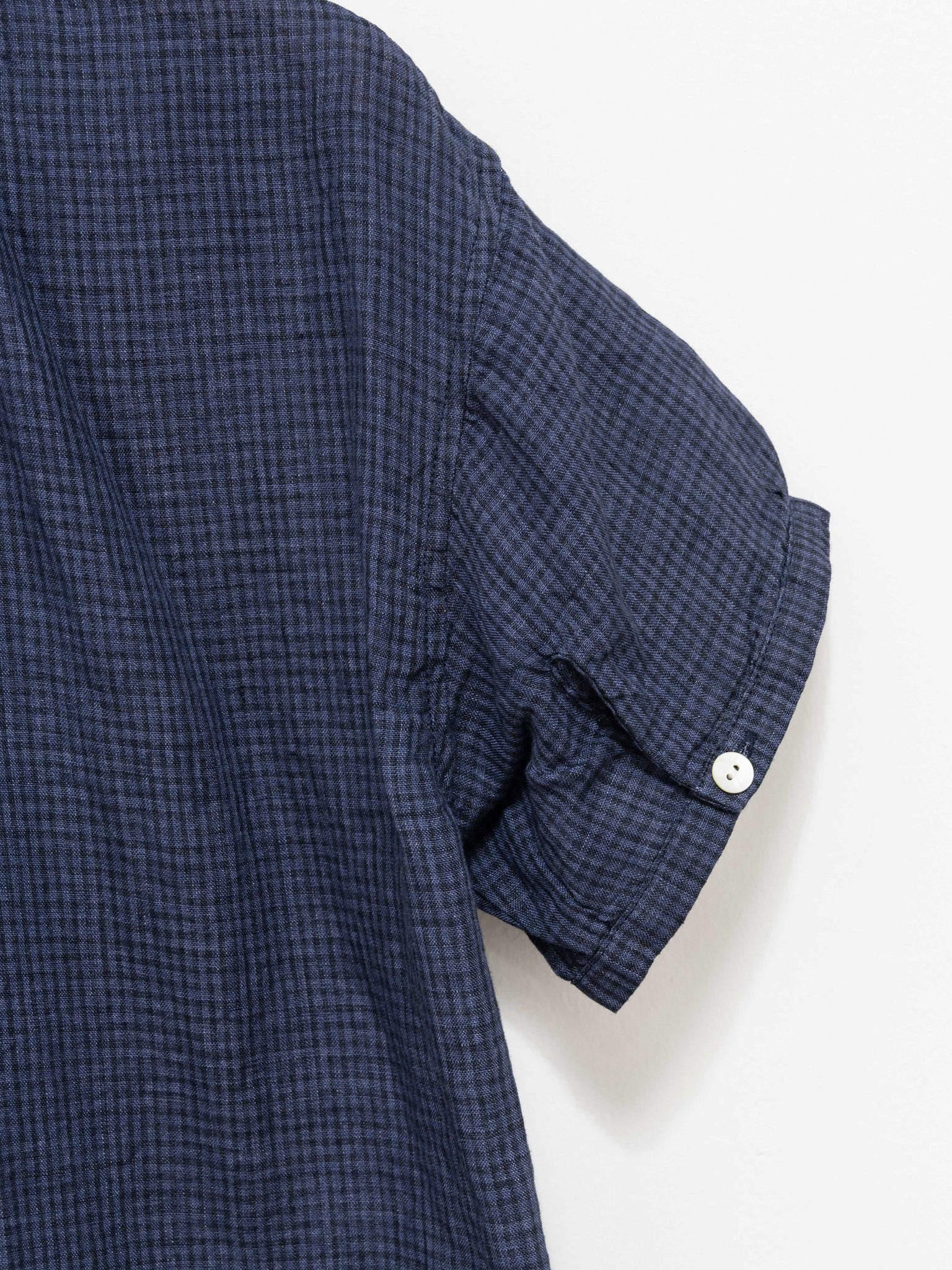 Namu Shop - ICHI Linen Check S/S Shirt - Navy Gingham