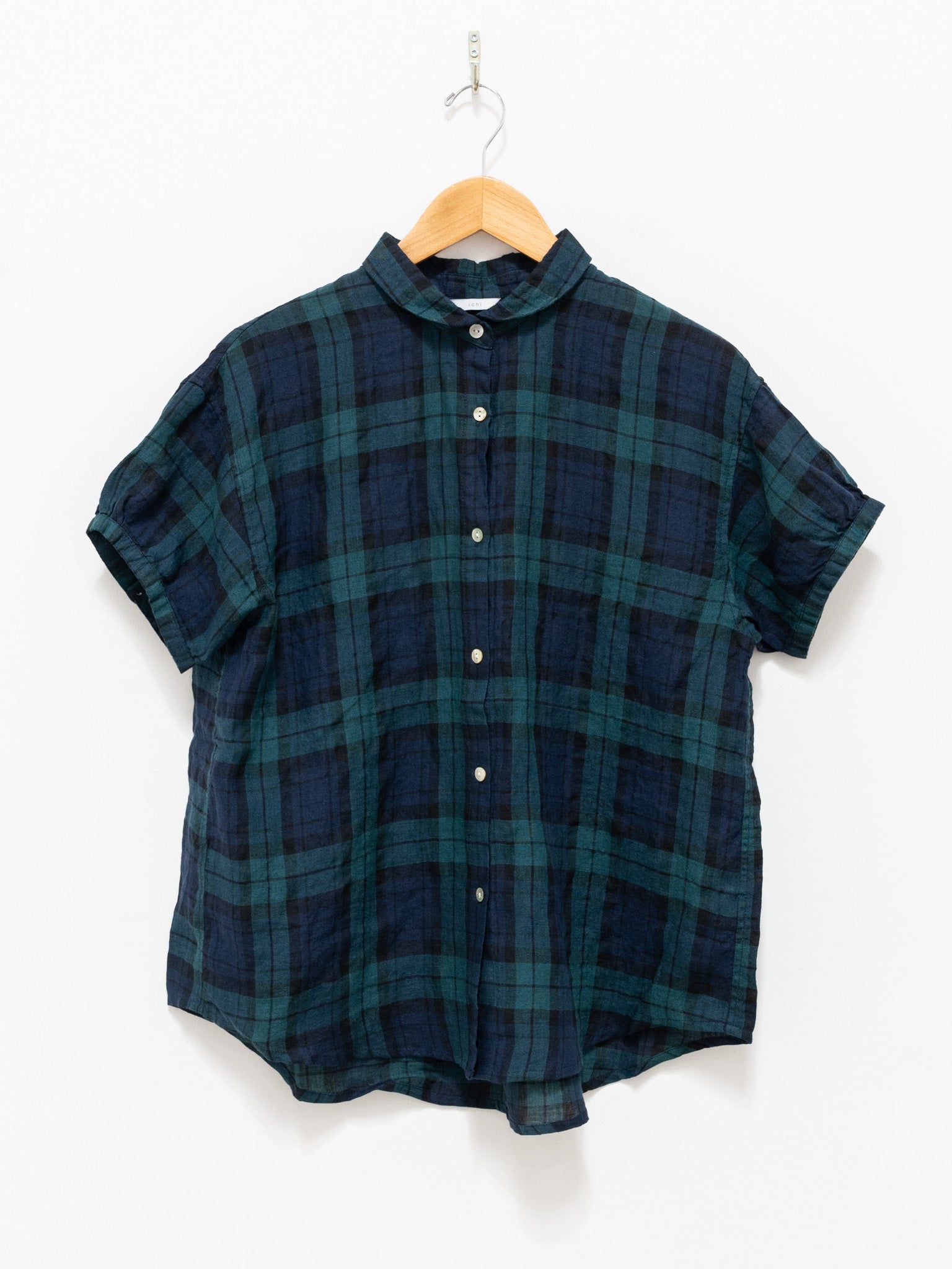 Namu Shop - ICHI Linen Check S/S Shirt - Black Watch