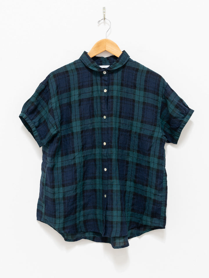 Namu Shop - ICHI Linen Check S/S Shirt - Black Watch