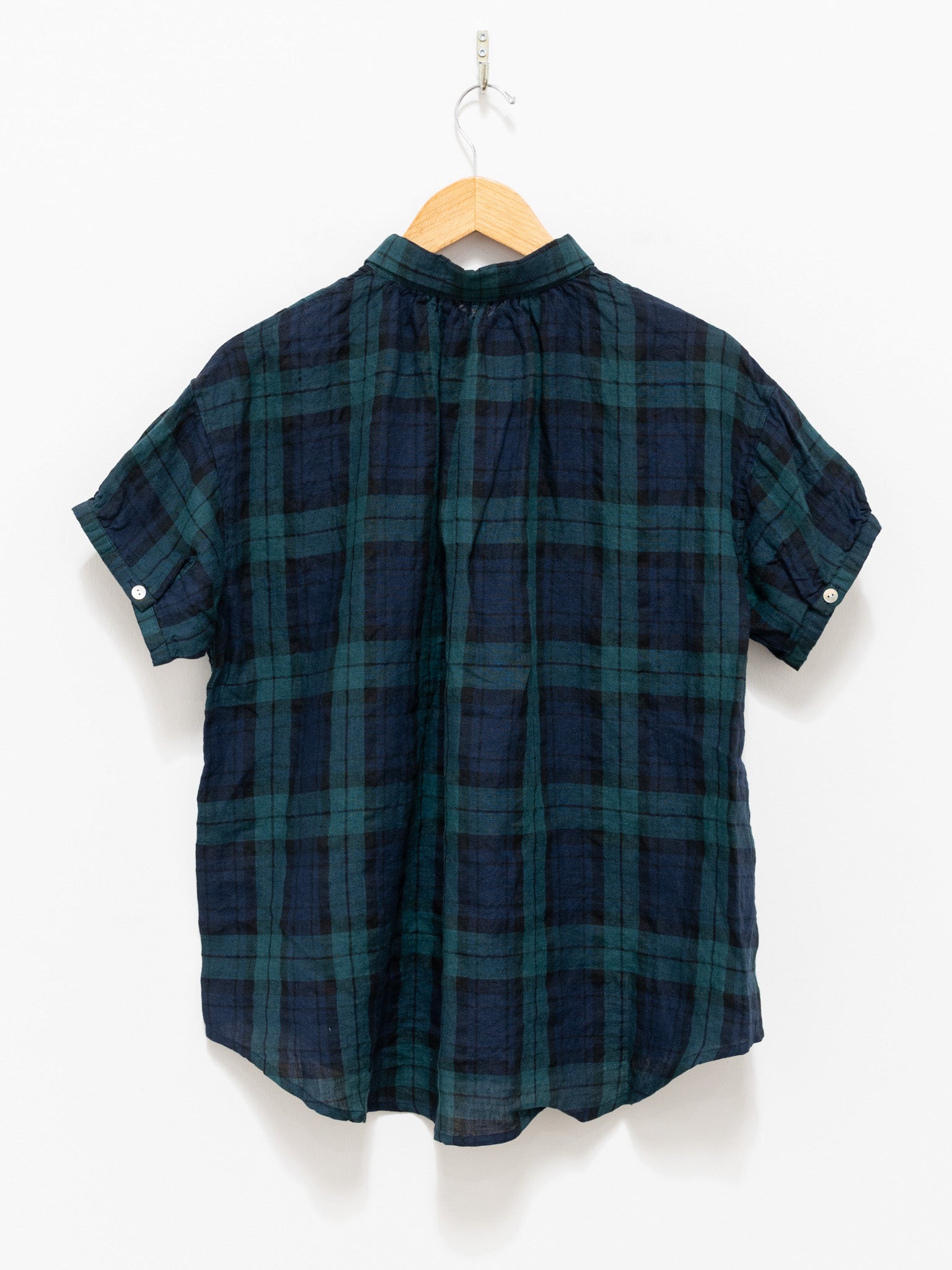 Namu Shop - ICHI Linen Check S/S Shirt - Black Watch