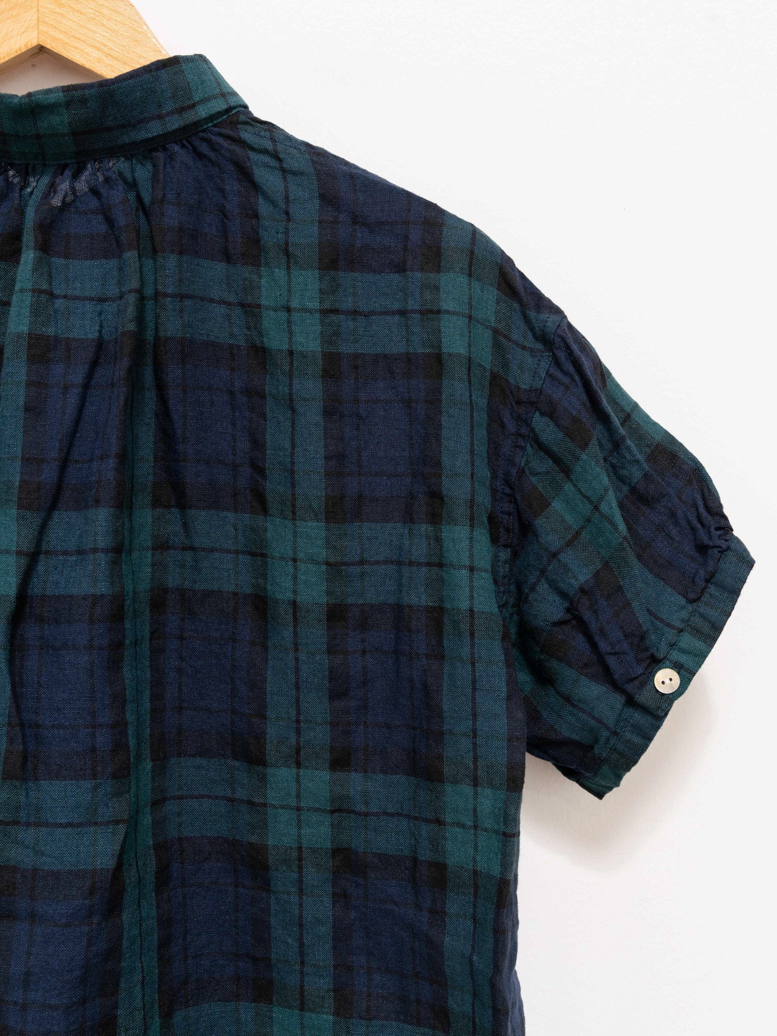Namu Shop - ICHI Linen Check S/S Shirt - Black Watch