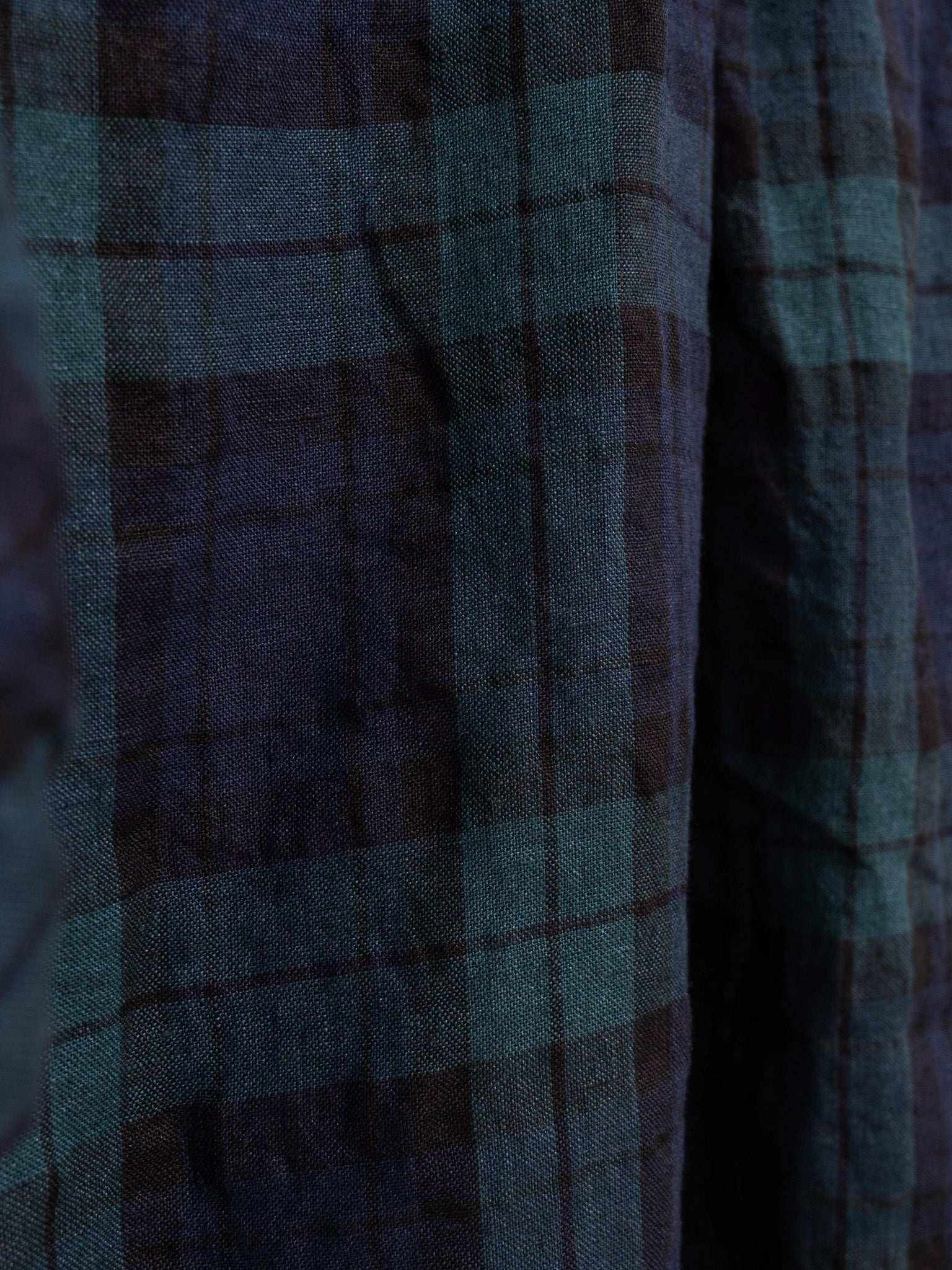 Namu Shop - ICHI Linen Check S/S Shirt - Black Watch