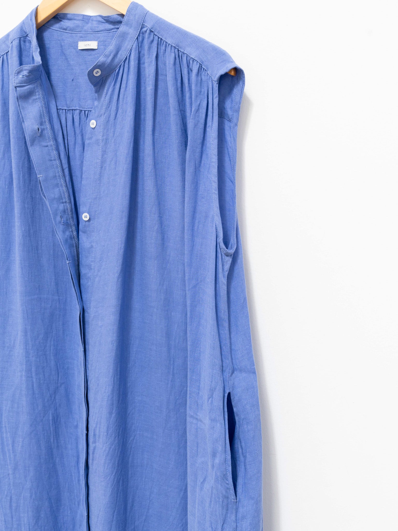 Namu Shop - ICHI Linen Canvas Sleeveless BD Dress - Blue