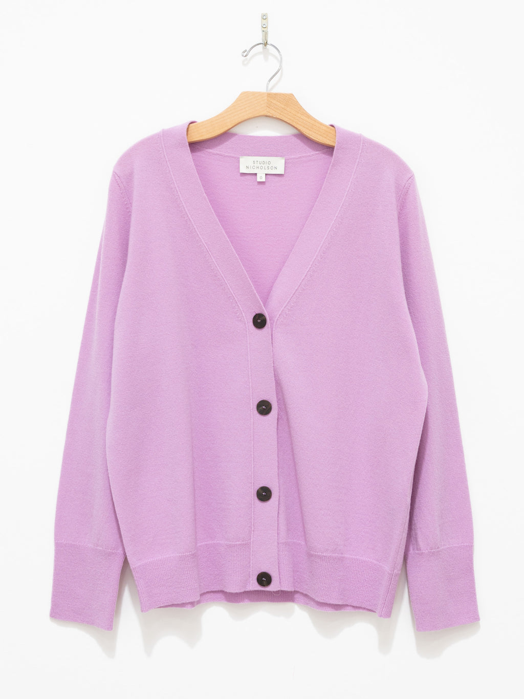 Namu Shop - Studio Nicholson Rall Lambswool Cardigan - Deep Orchid