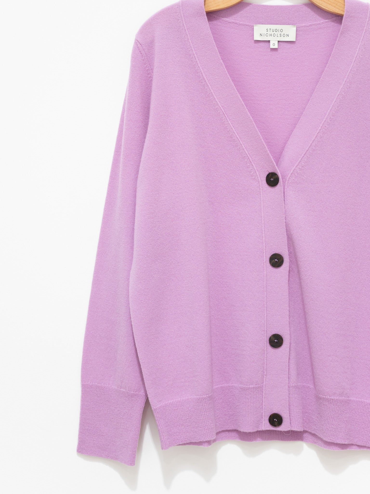 Namu Shop - Studio Nicholson Rall Lambswool Cardigan - Deep Orchid