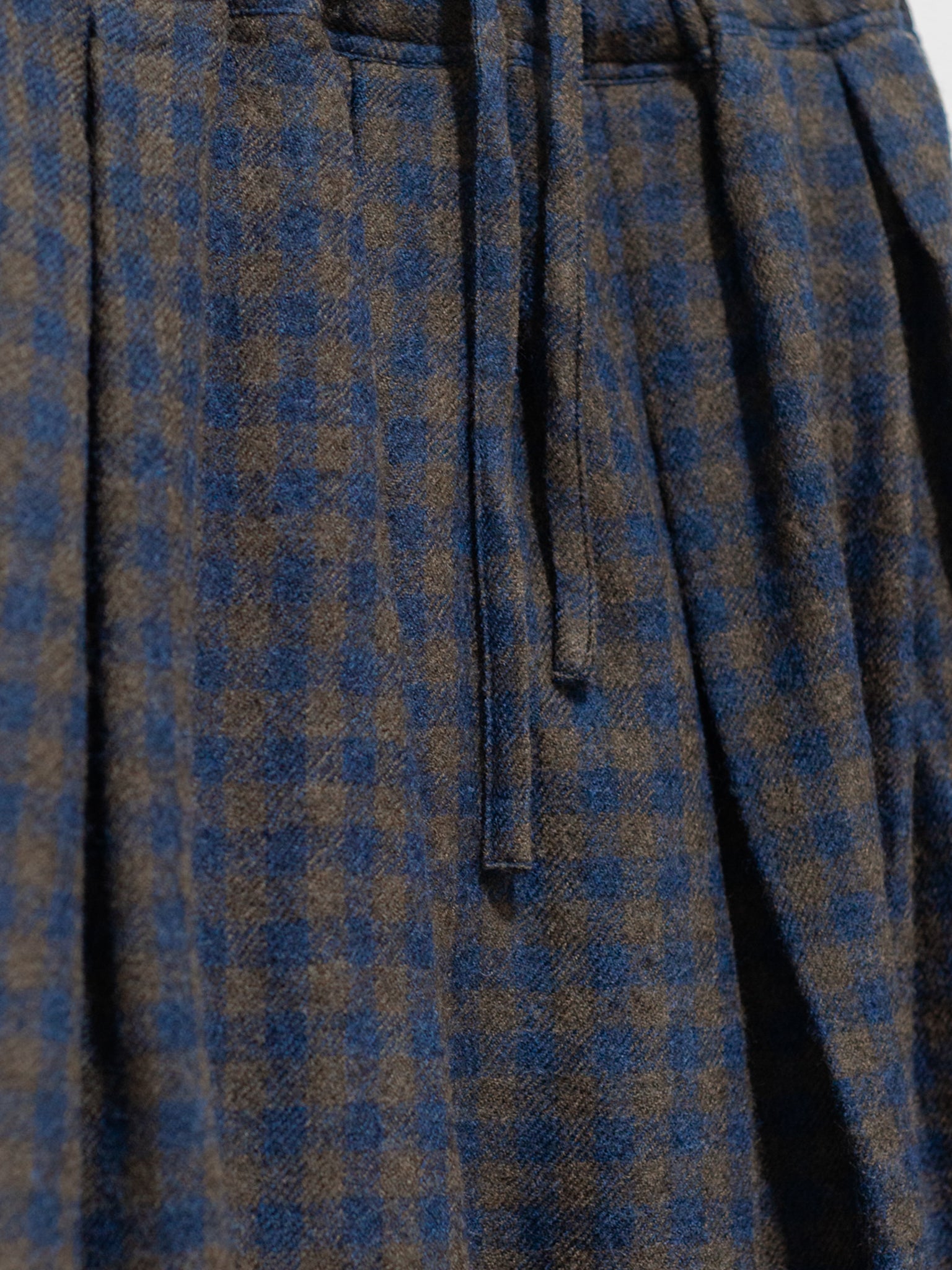 Namu Shop - ICHI Wool Gingham Skirt - Navy x Brown