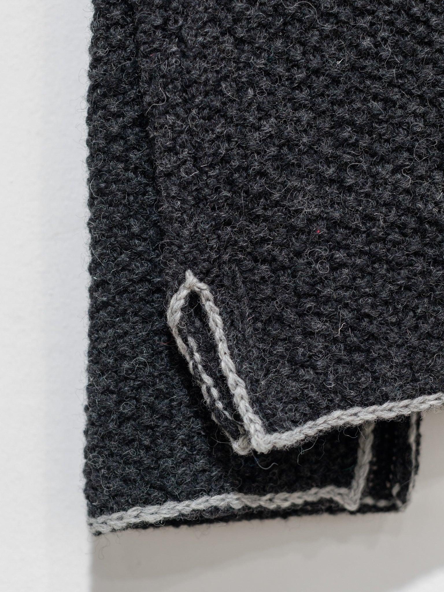 Namu Shop - ICHI Wool Contrast Hem Pullover Knit - Charcoal