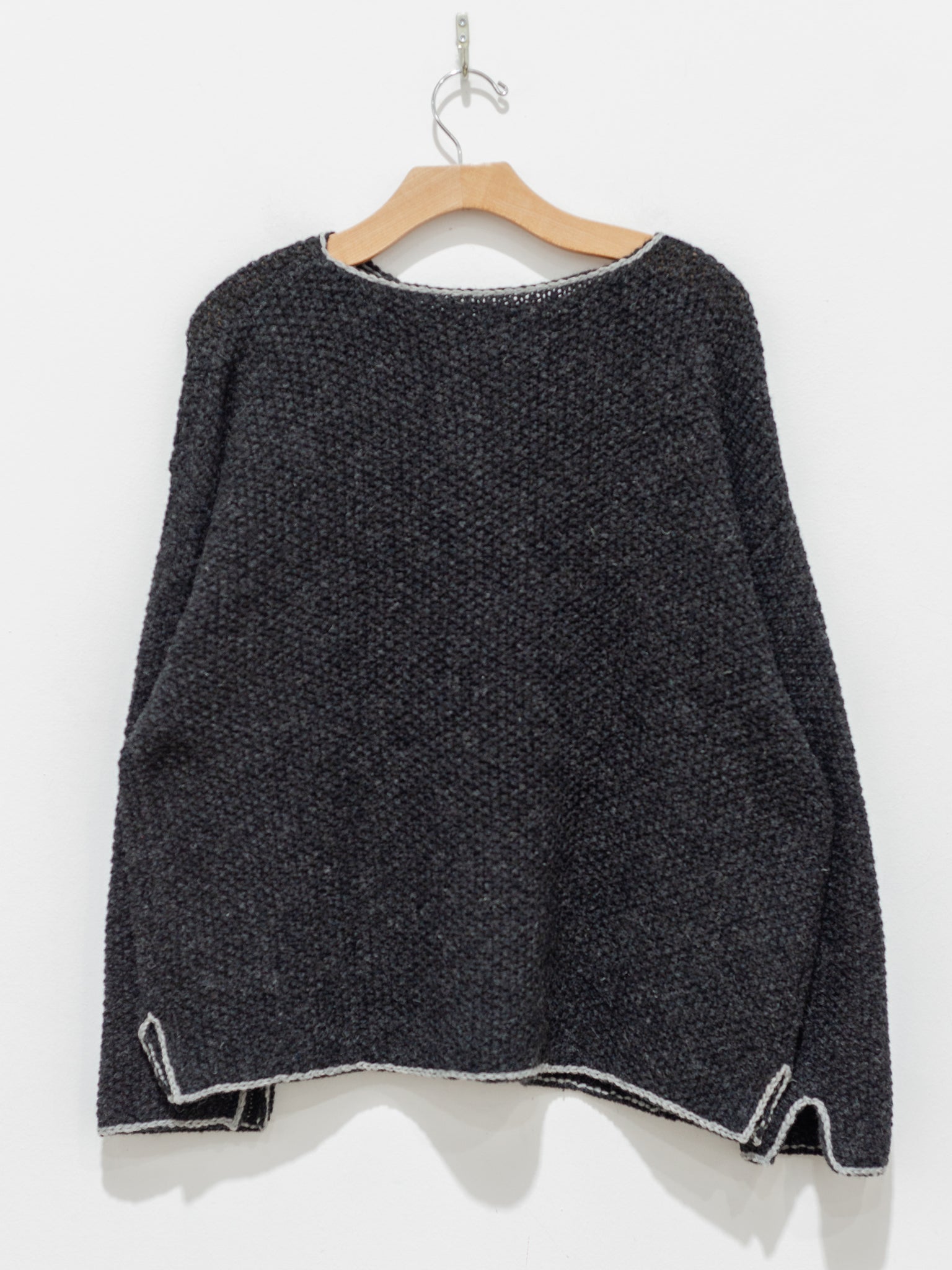 Namu Shop - ICHI Wool Contrast Hem Pullover Knit - Charcoal