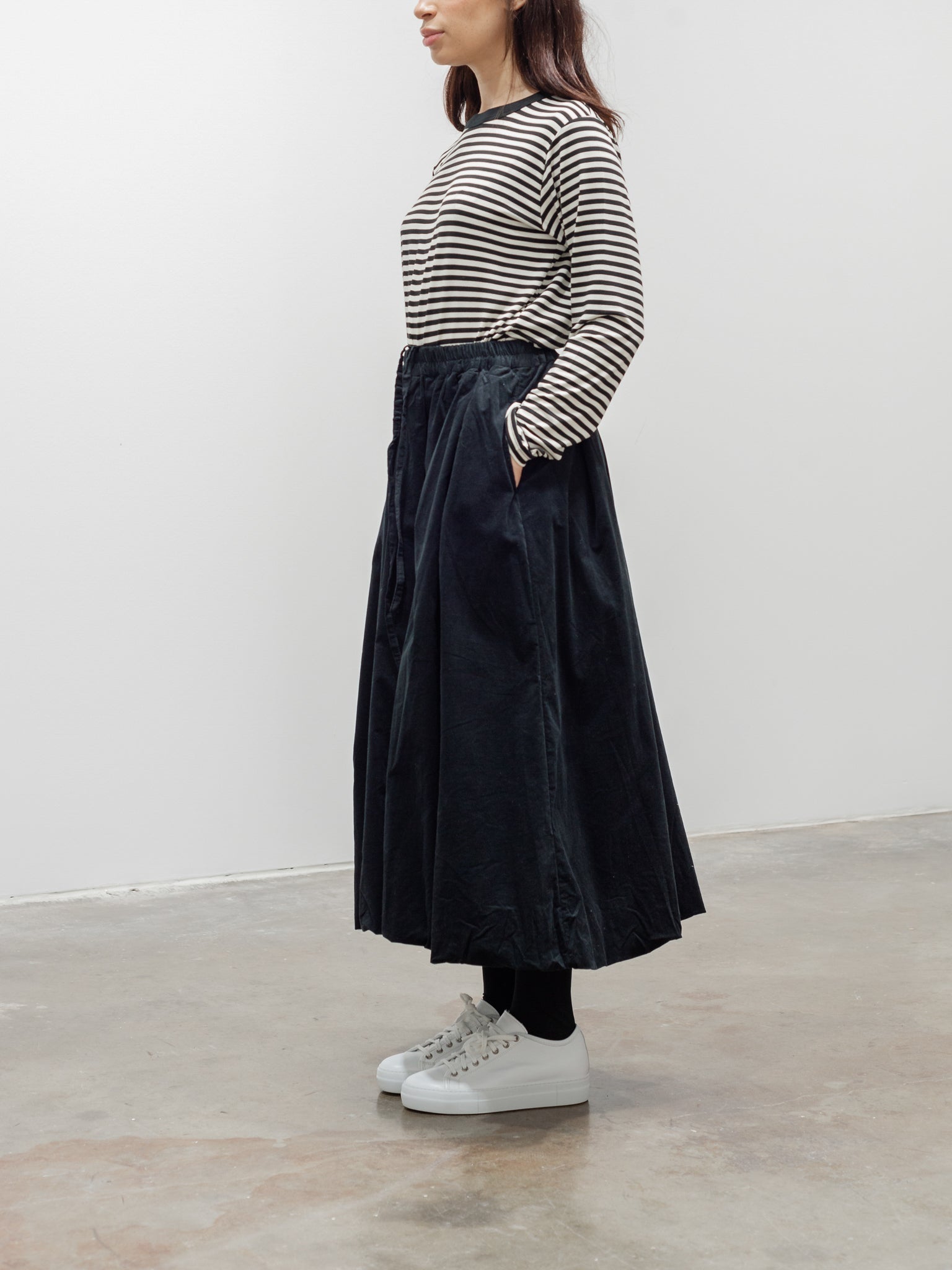 Namu Shop - ICHI Corduroy Balloon Skirt - Black
