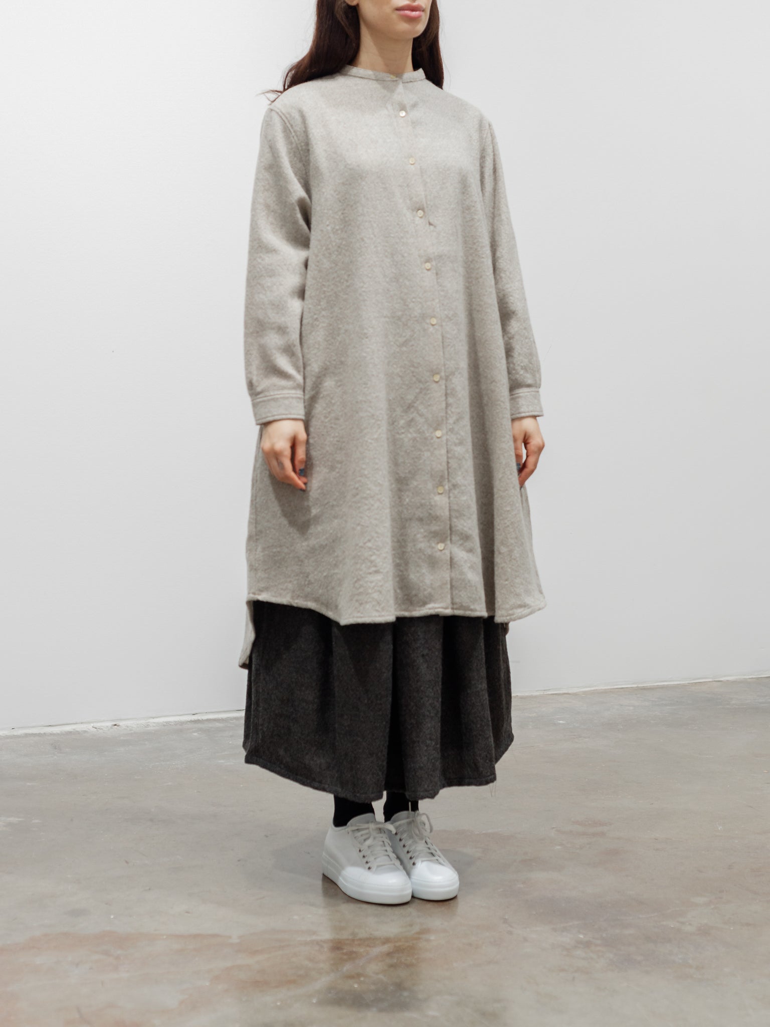 Namu Shop - ICHI Wool Long Shirt - Beige
