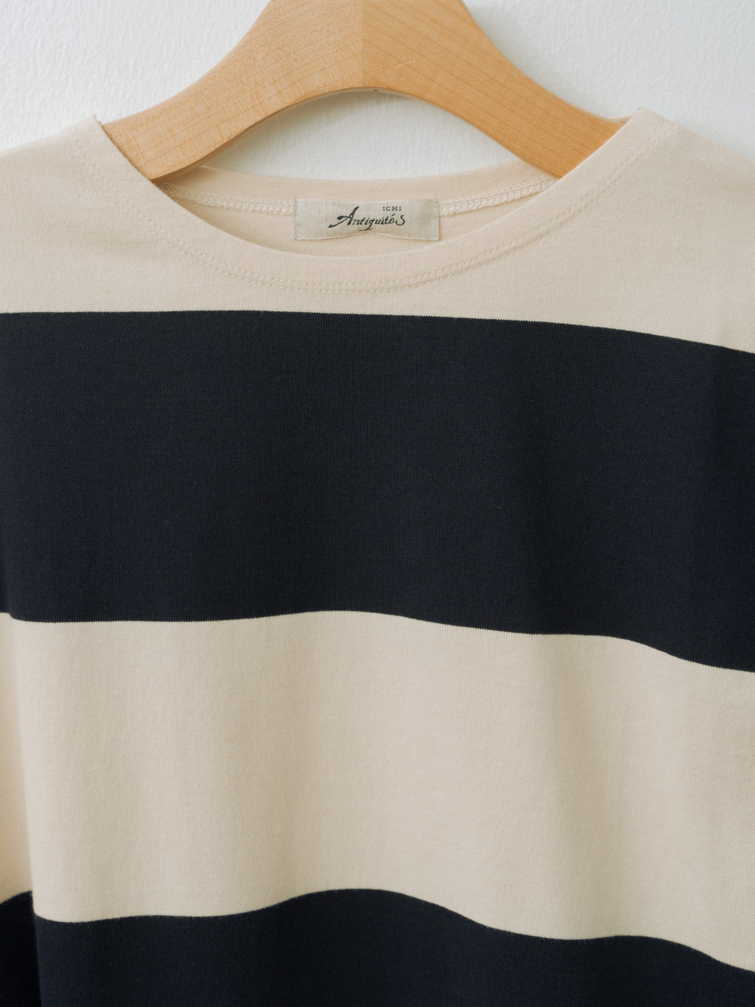 Namu Shop - Ichi Antiquites Striped Crew Neck - Beige x Black