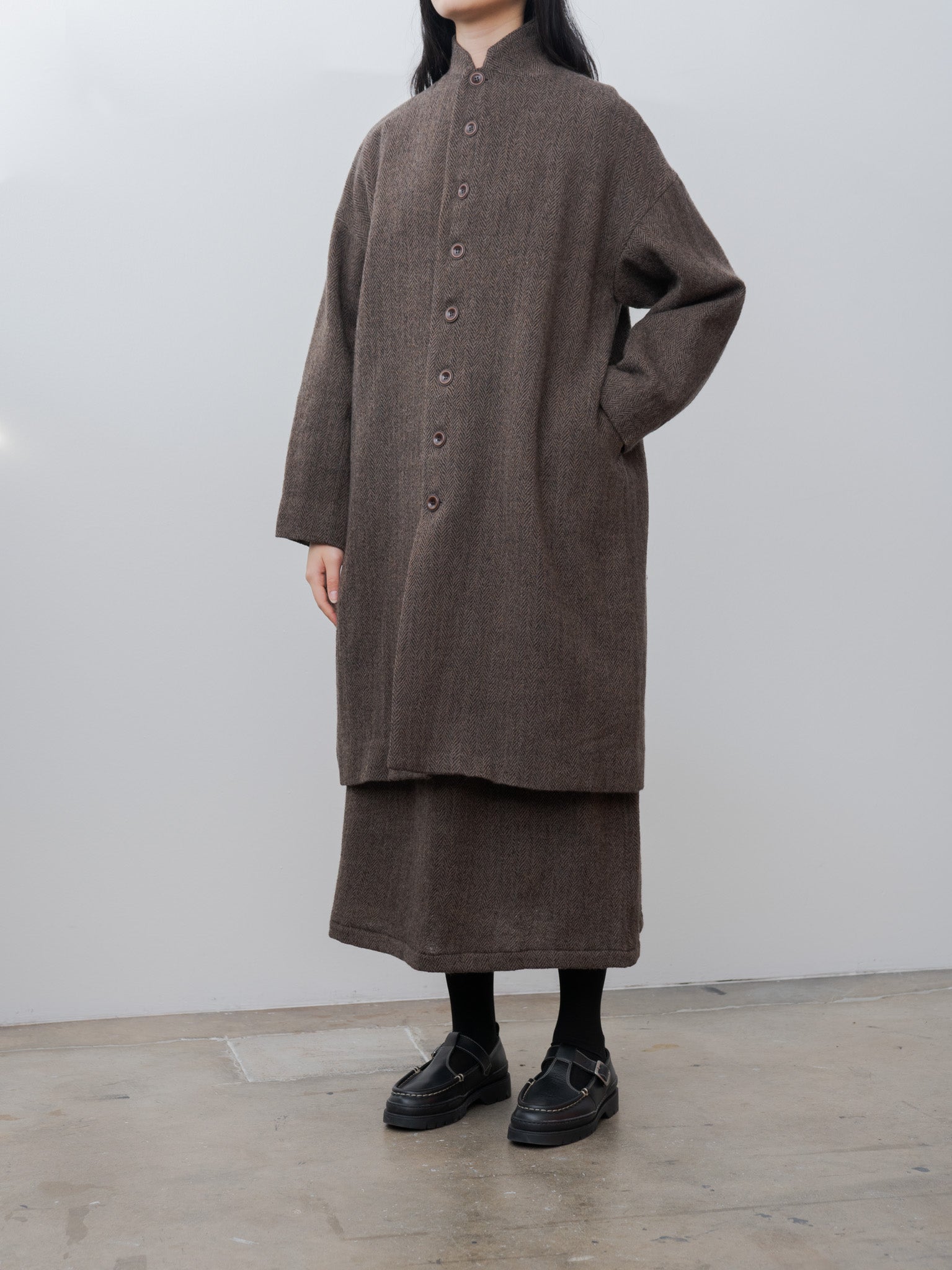 Namu Shop - Ichi Antiquites Herringbone Coat - Brown