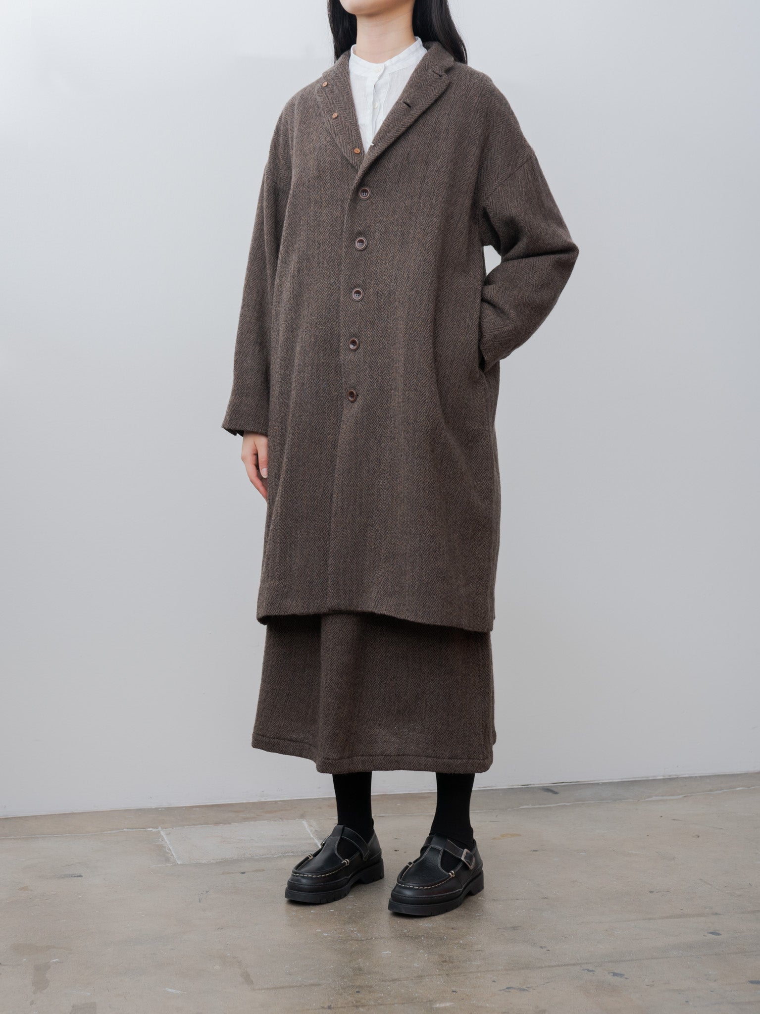 Namu Shop - Ichi Antiquites Herringbone Coat - Brown