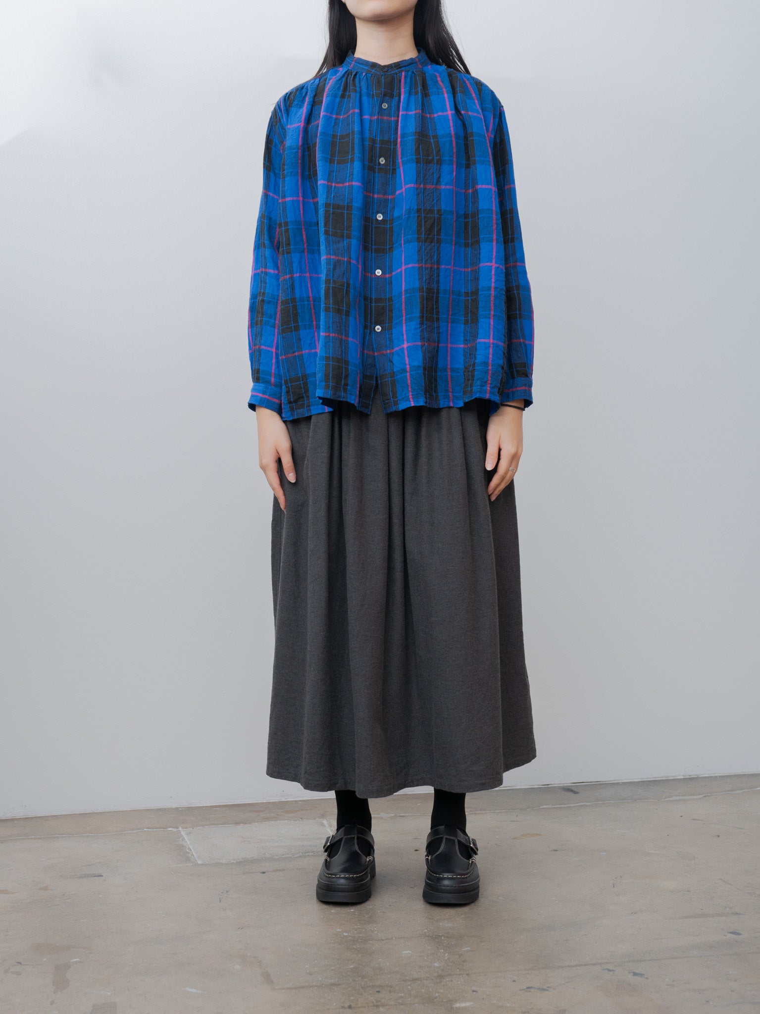 Namu Shop - Ichi Antiquites Cotton Yak Wool Skirt - Charcoal