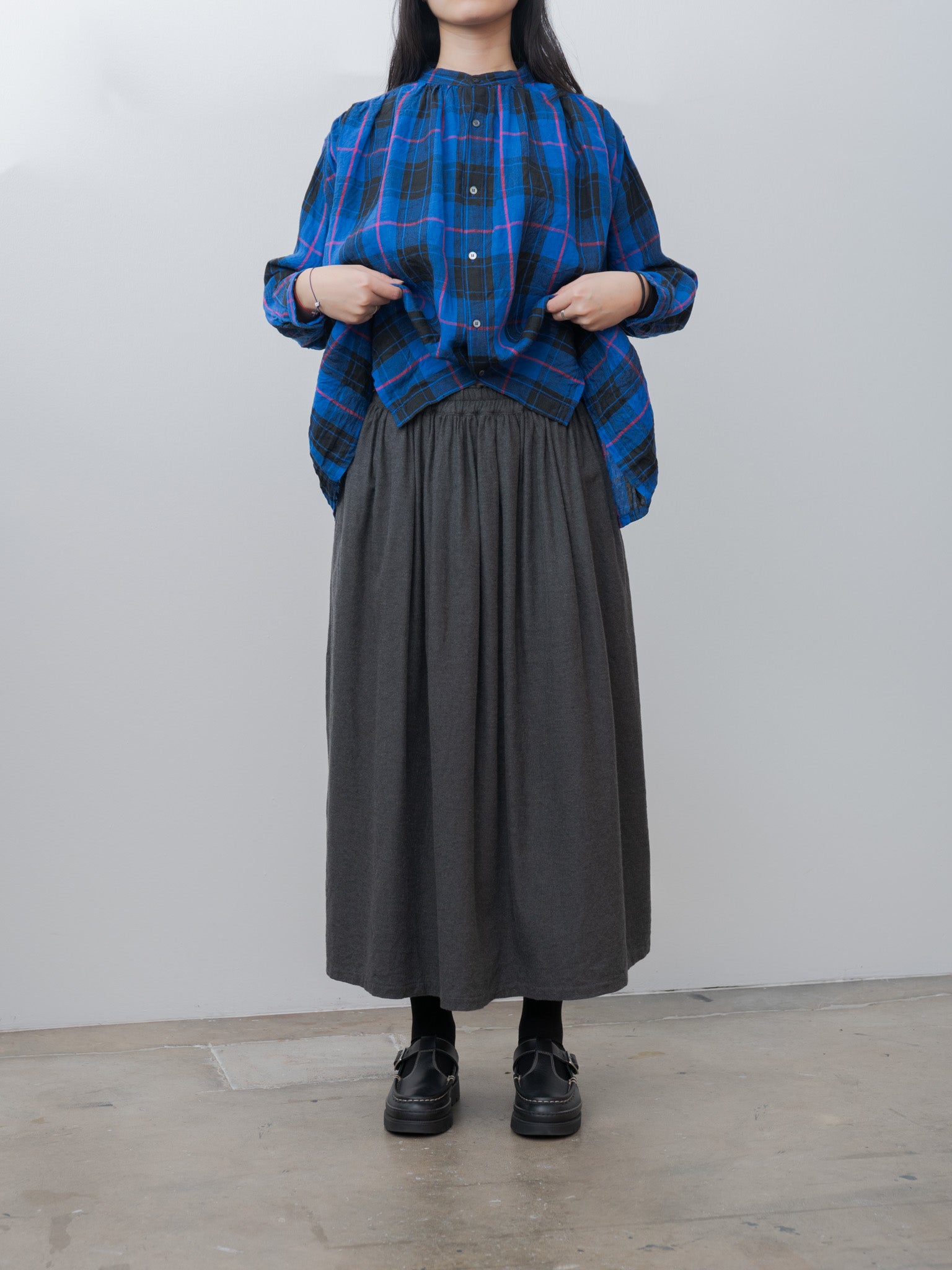Namu Shop - Ichi Antiquites Cotton Yak Wool Skirt - Charcoal
