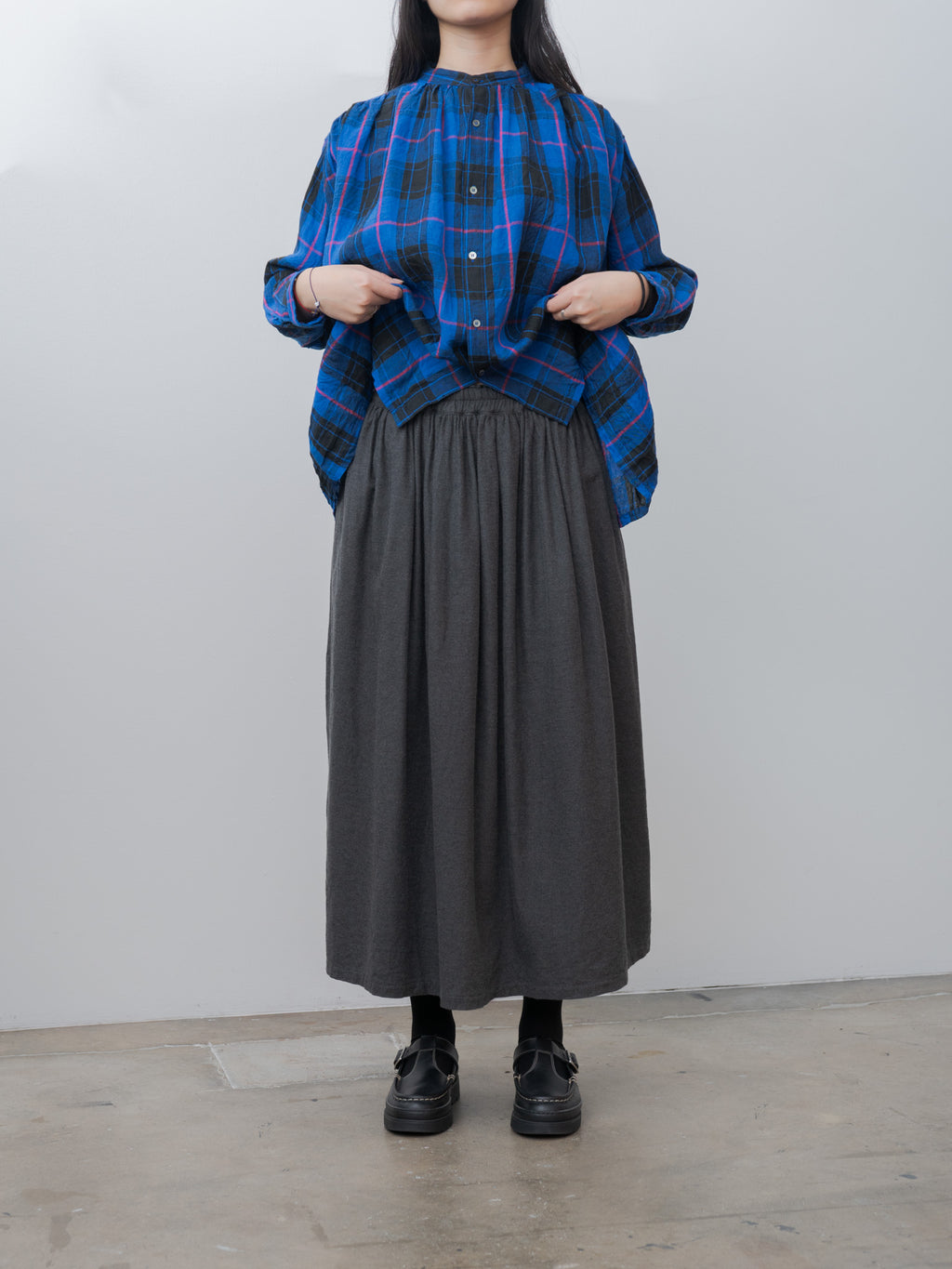 Namu Shop - Ichi Antiquites Cotton Yak Wool Skirt - Charcoal