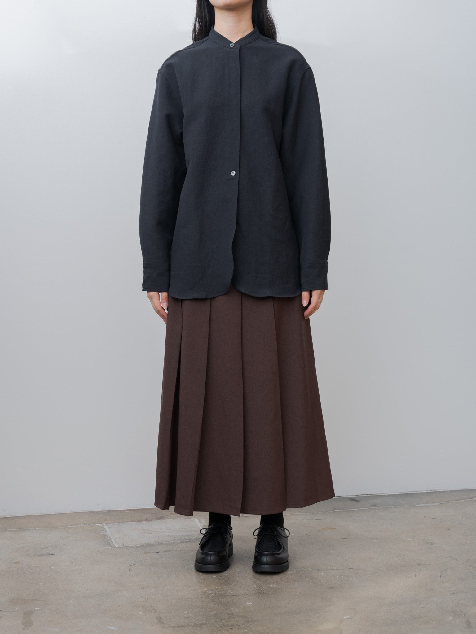Namu Shop - Studio Nicholson BEAM Curved Shirt - Darkest Navy
