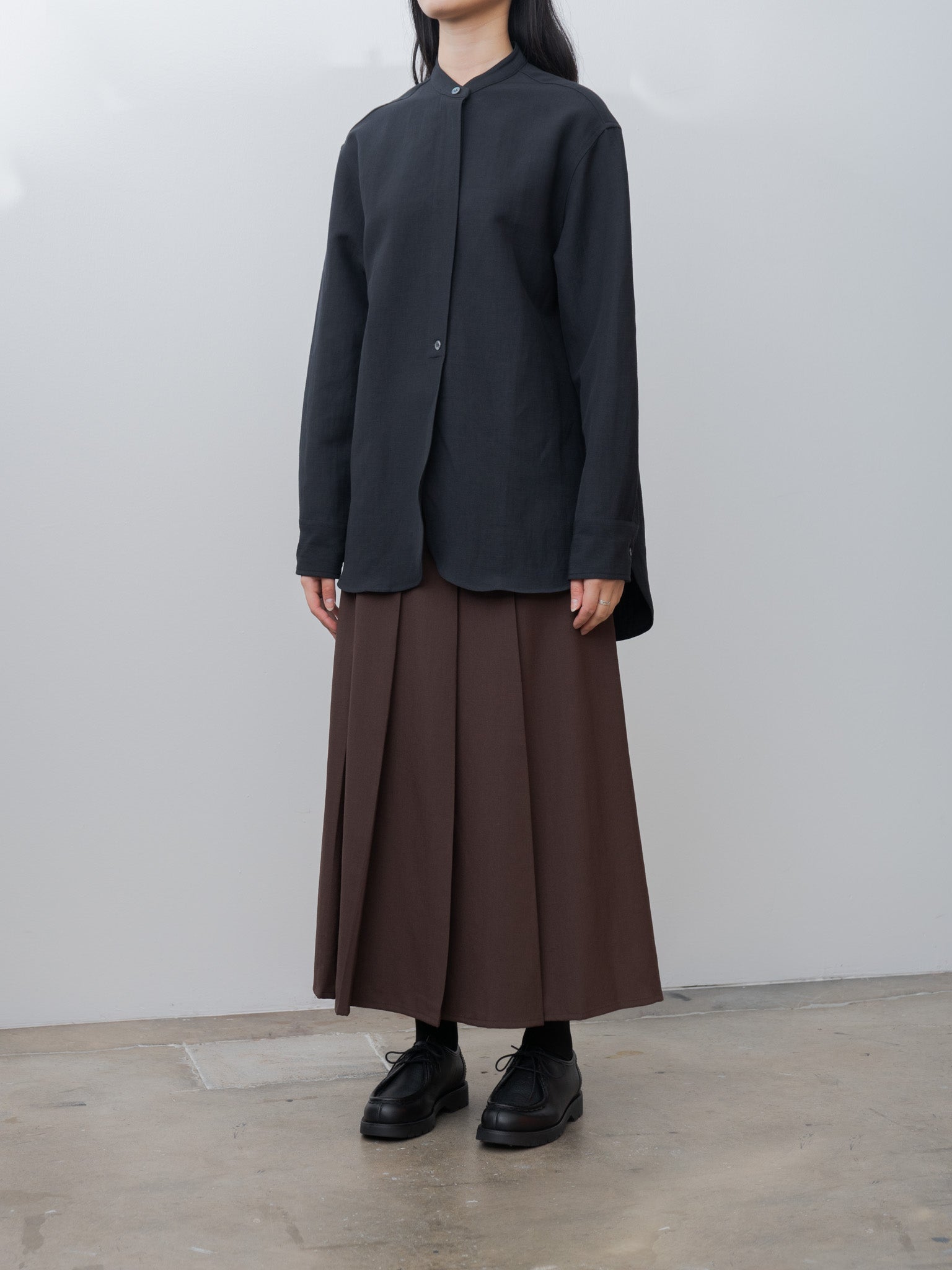 Namu Shop - Studio Nicholson BEAM Curved Shirt - Darkest Navy
