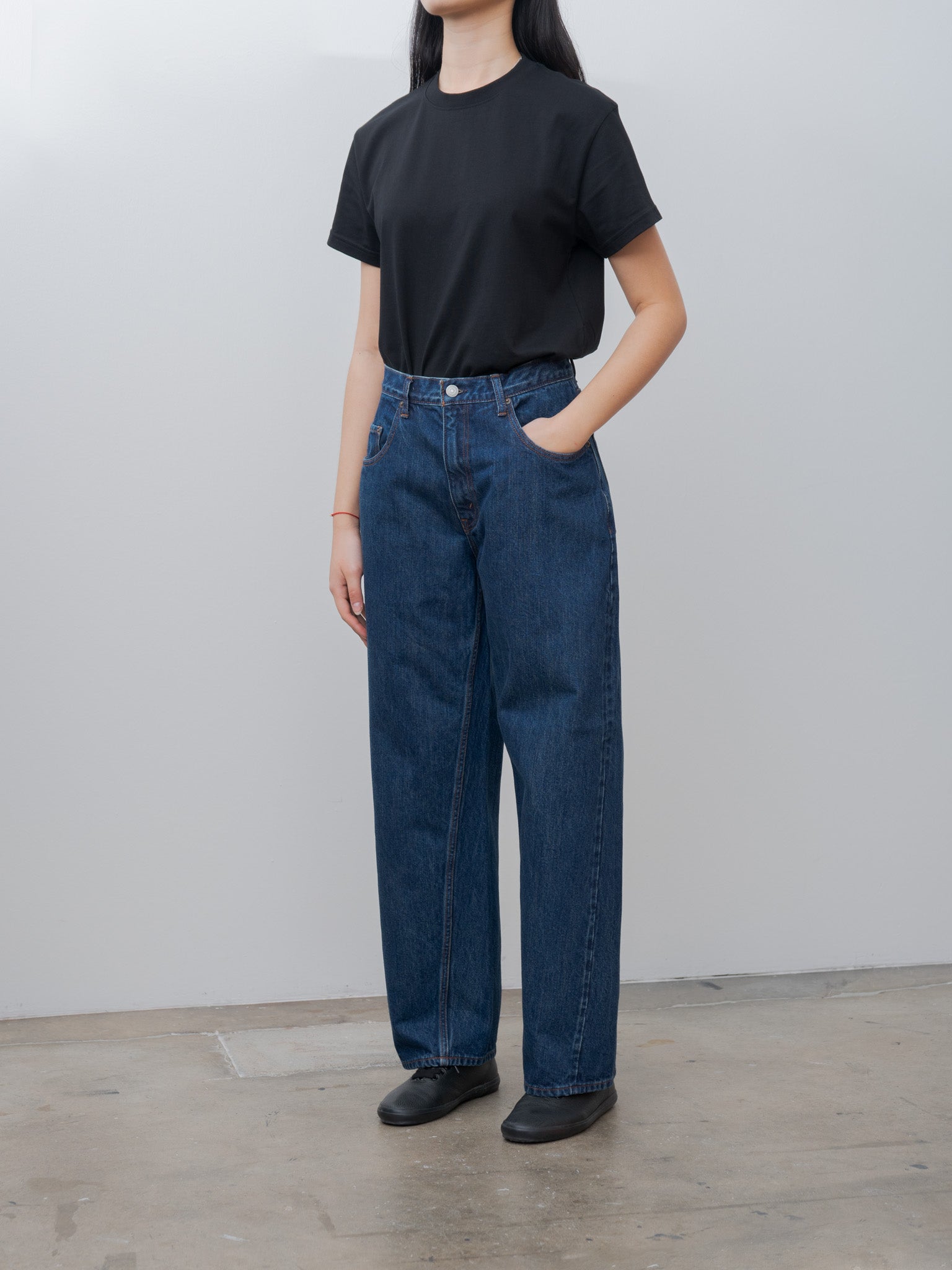 Namu Shop - Ciota Baggy 5 Pocket Pants - Dark Blue Damage
