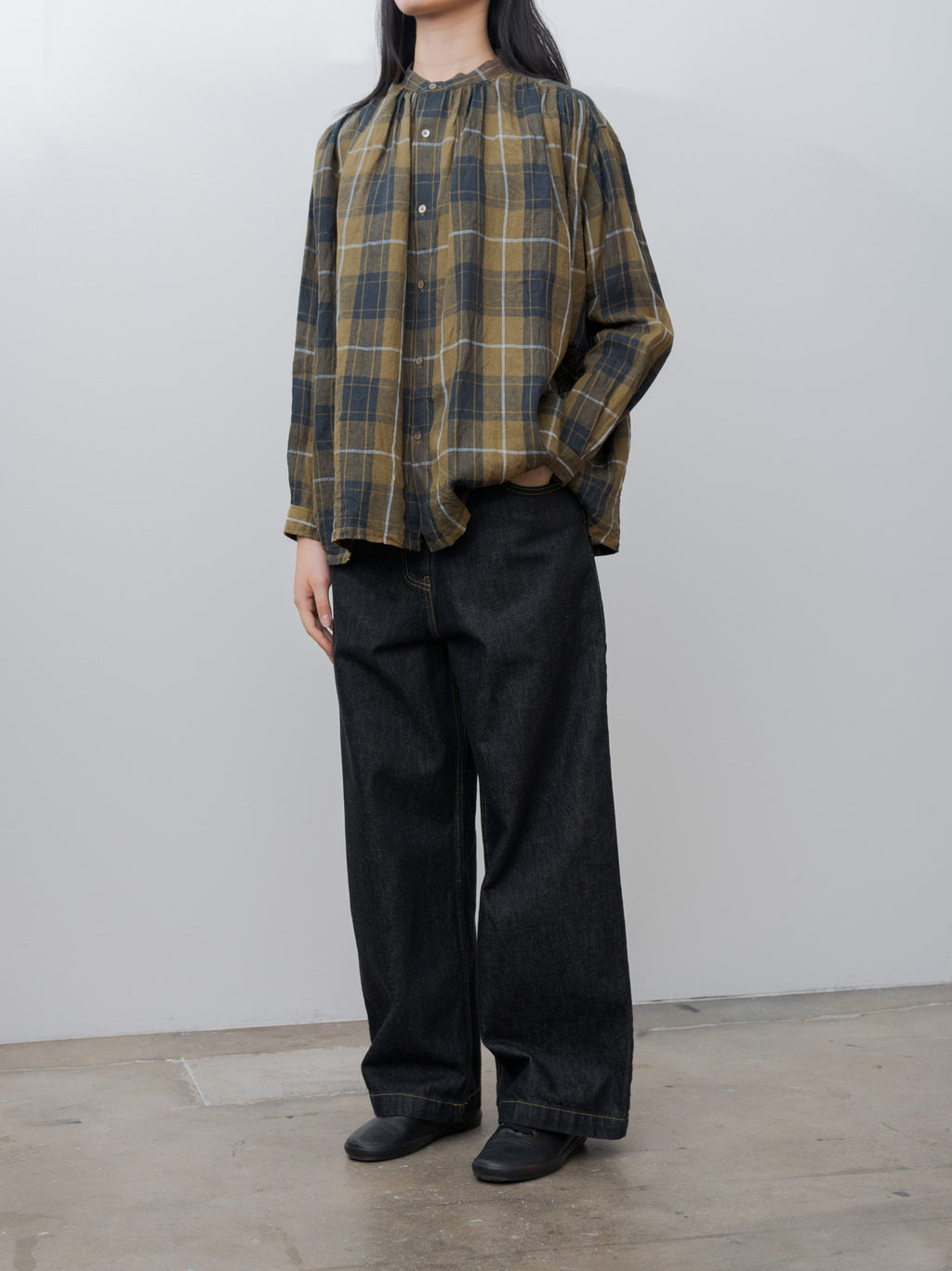 Namu Shop - Ichi Antiquites Linen Tartan Shirt - Brown