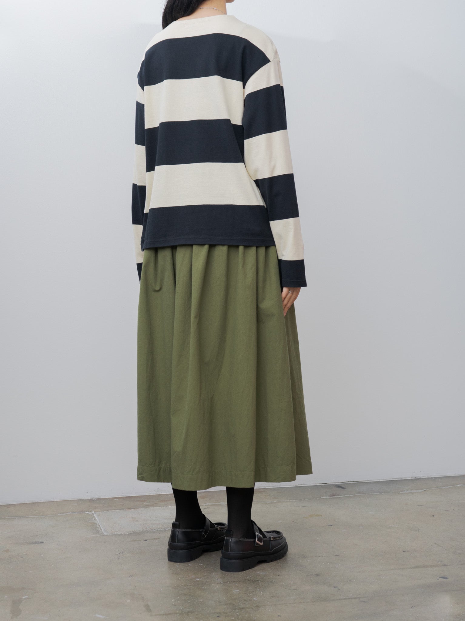 Namu Shop - Ichi Antiquites Striped Crew Neck - Beige x Black