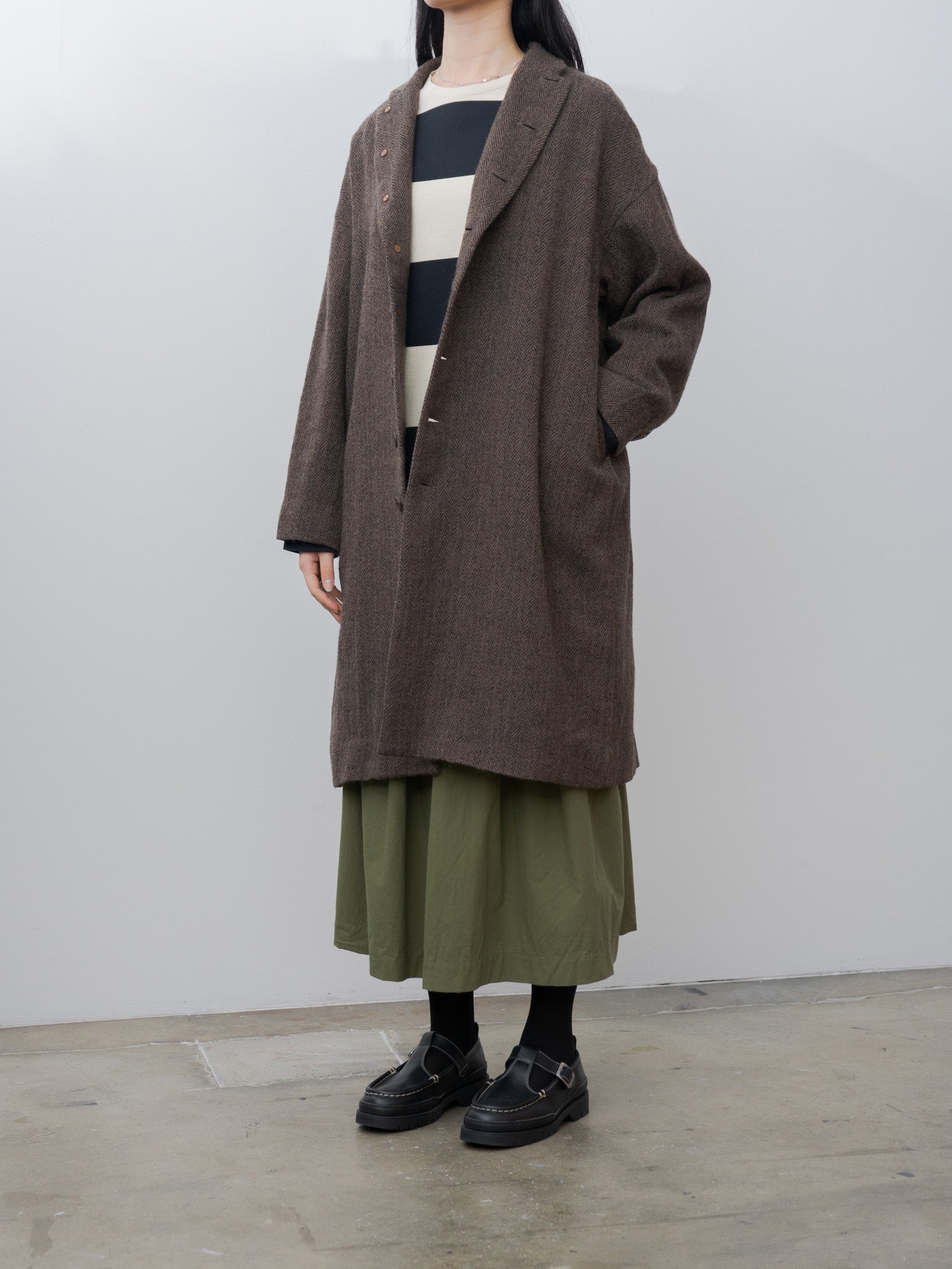 Namu Shop - Ichi Antiquites Herringbone Coat - Brown