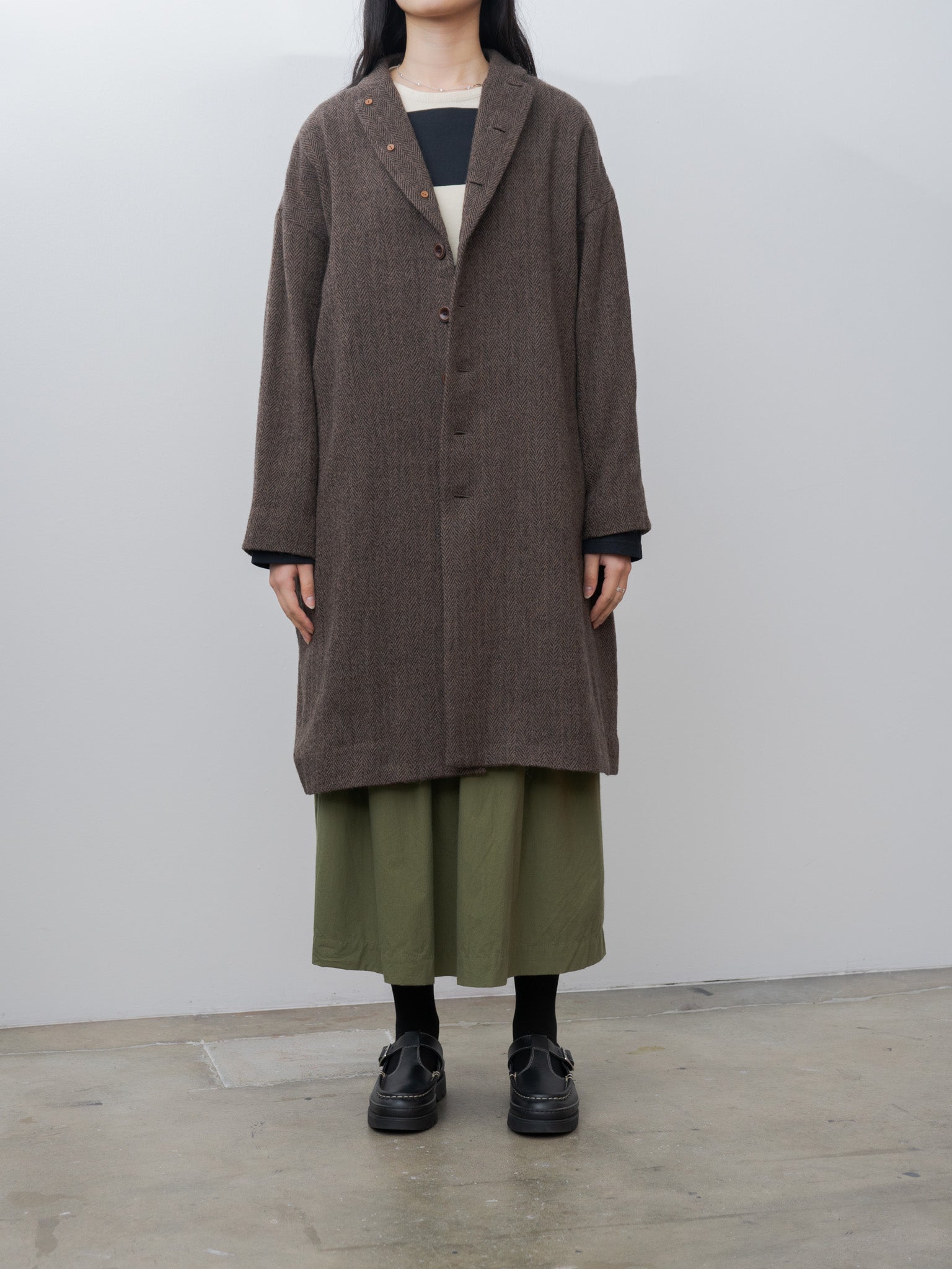 Namu Shop - Ichi Antiquites Herringbone Coat - Brown