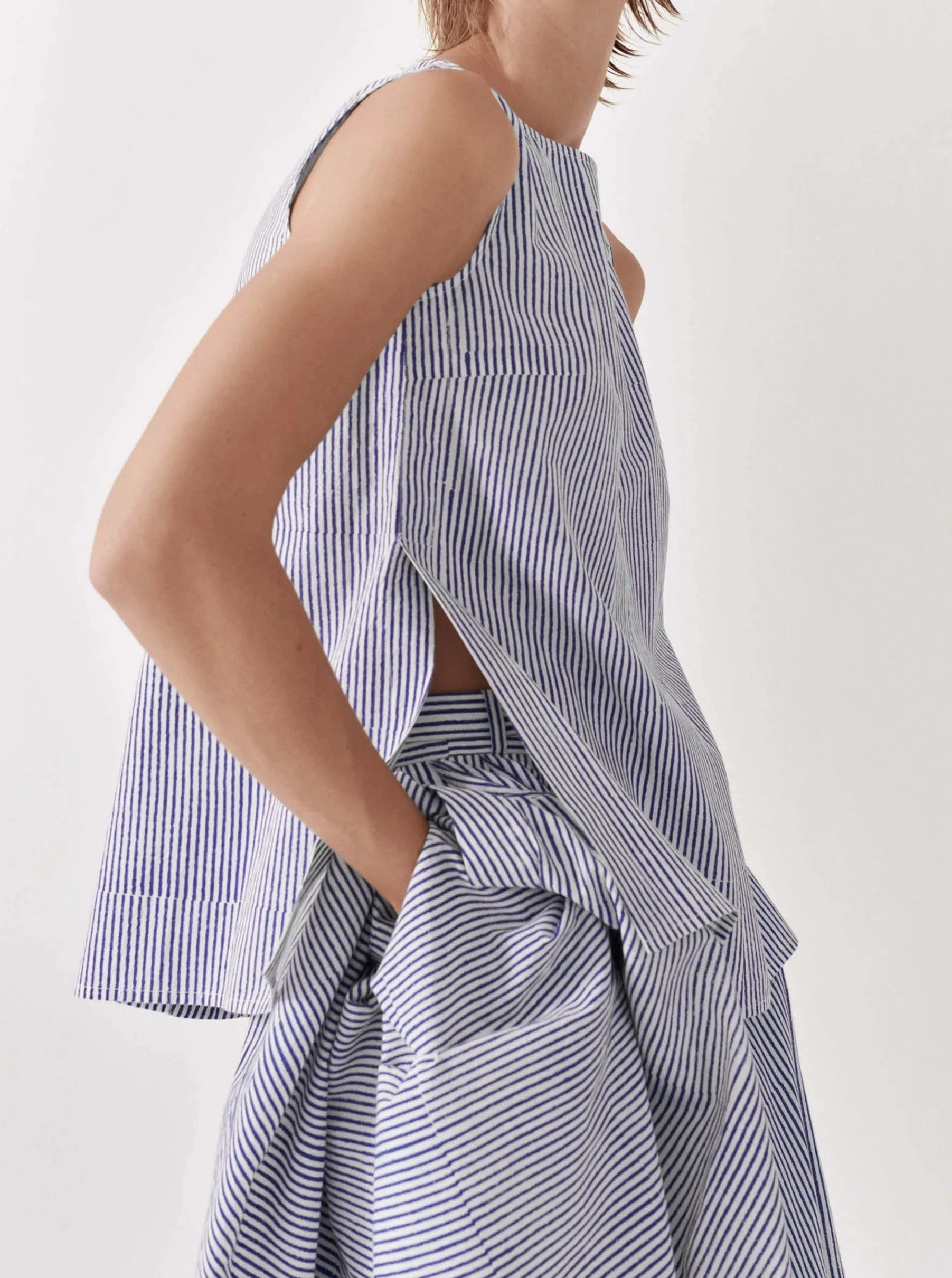 Namu Shop - Jan Machenhauer Louise Shirt - Blue Block Print Stripe