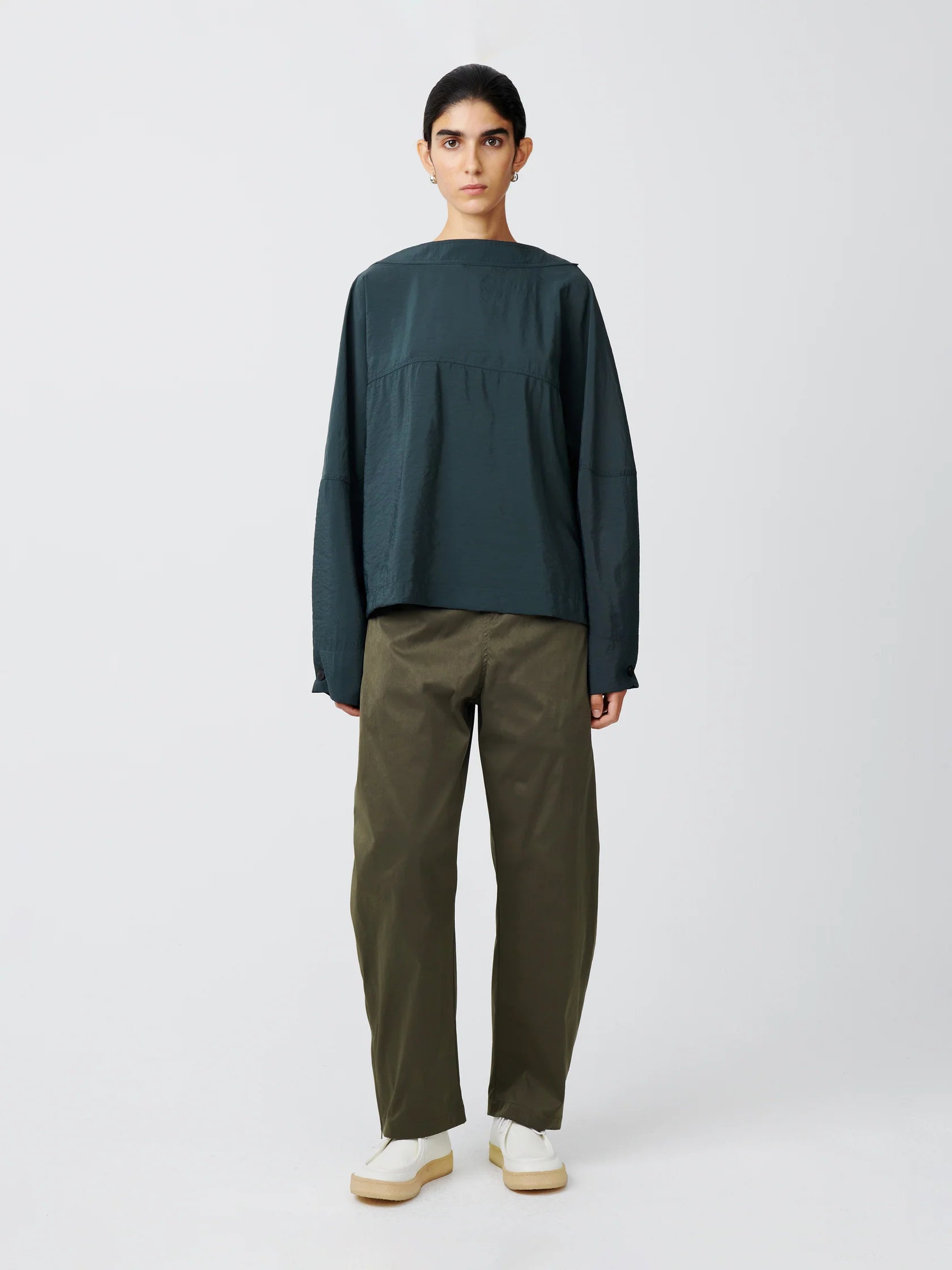 Namu Shop - Studio Nicholson Toba Sporty Curve Leg Pant - Army Green
