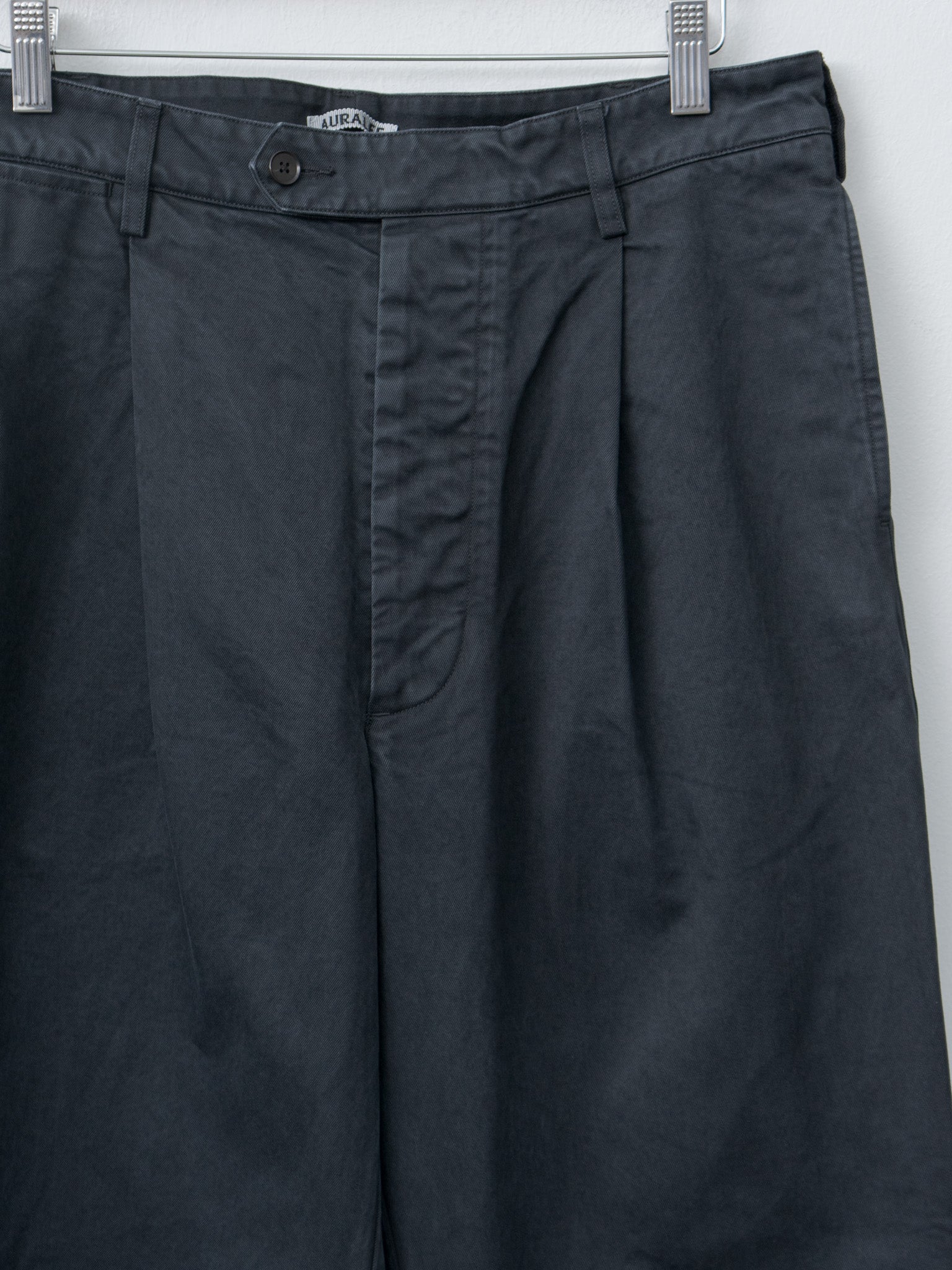 Namu Shop - Auralee Product Dyed Finx Chino One-Tuck Pants - Black