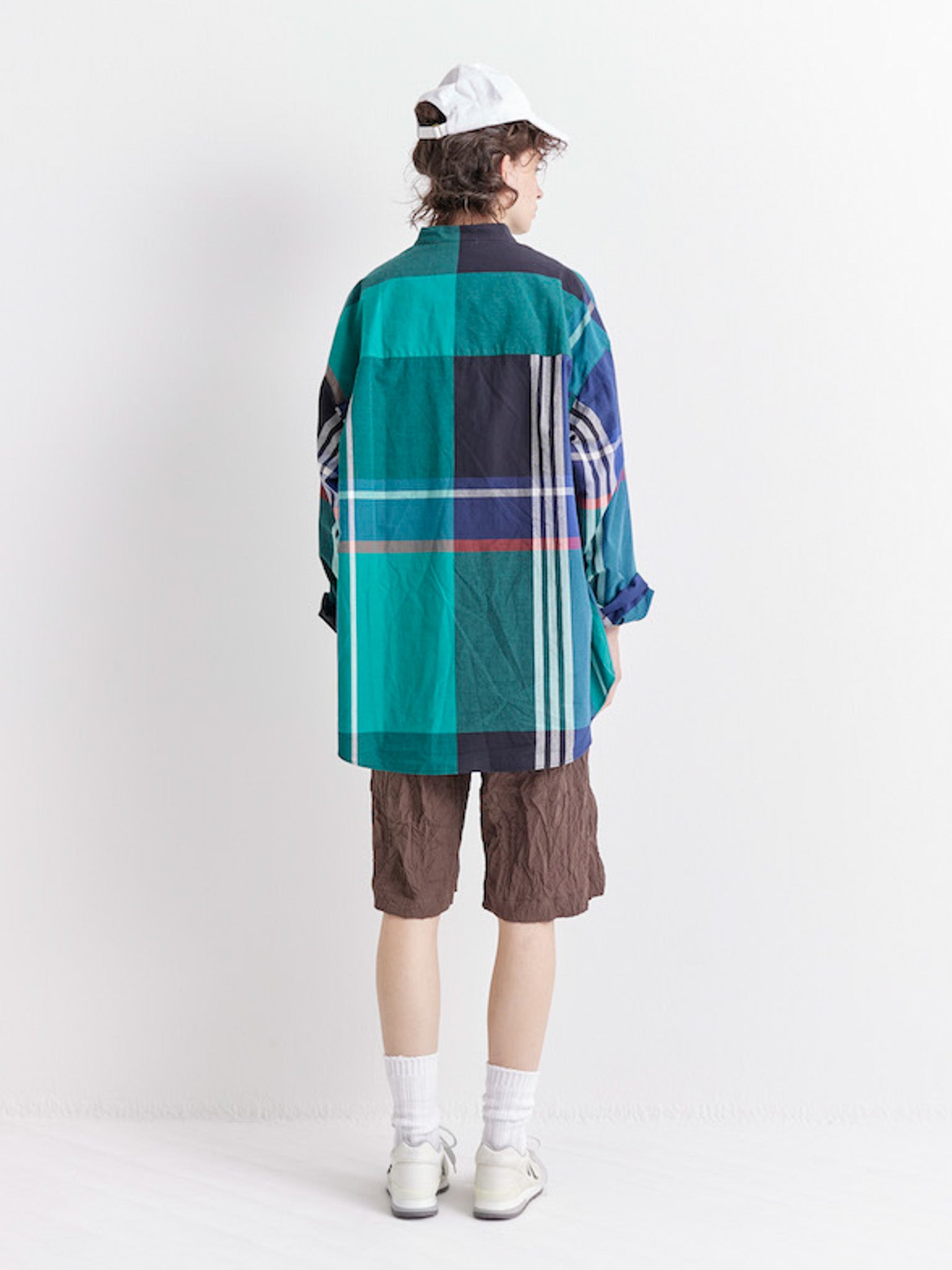 Namu Shop - Veritecoeur Stand Collar Shirt - Fukamidori Check