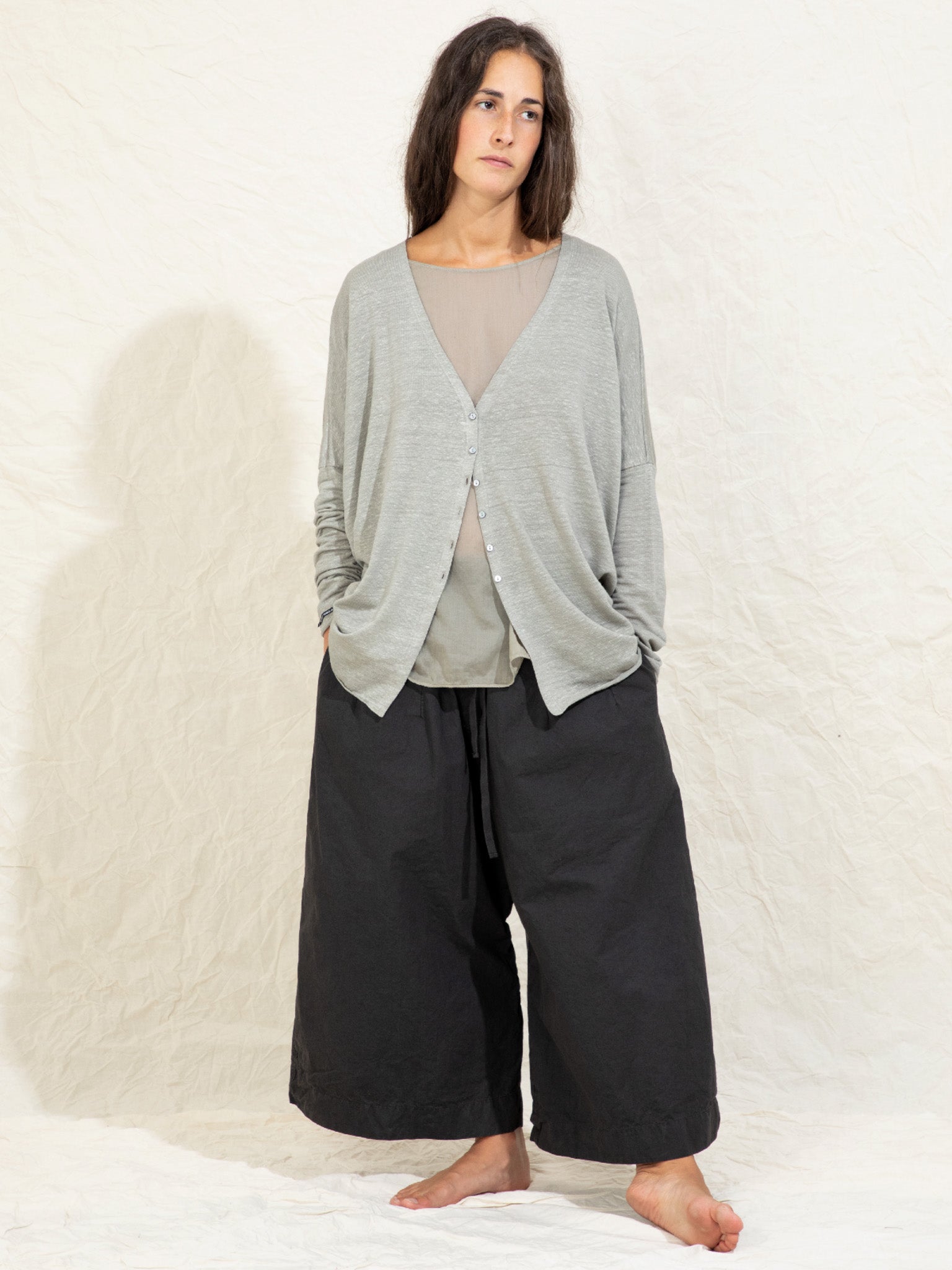 Namu Shop - Album di Famiglia Linen Cardigan - Navy
