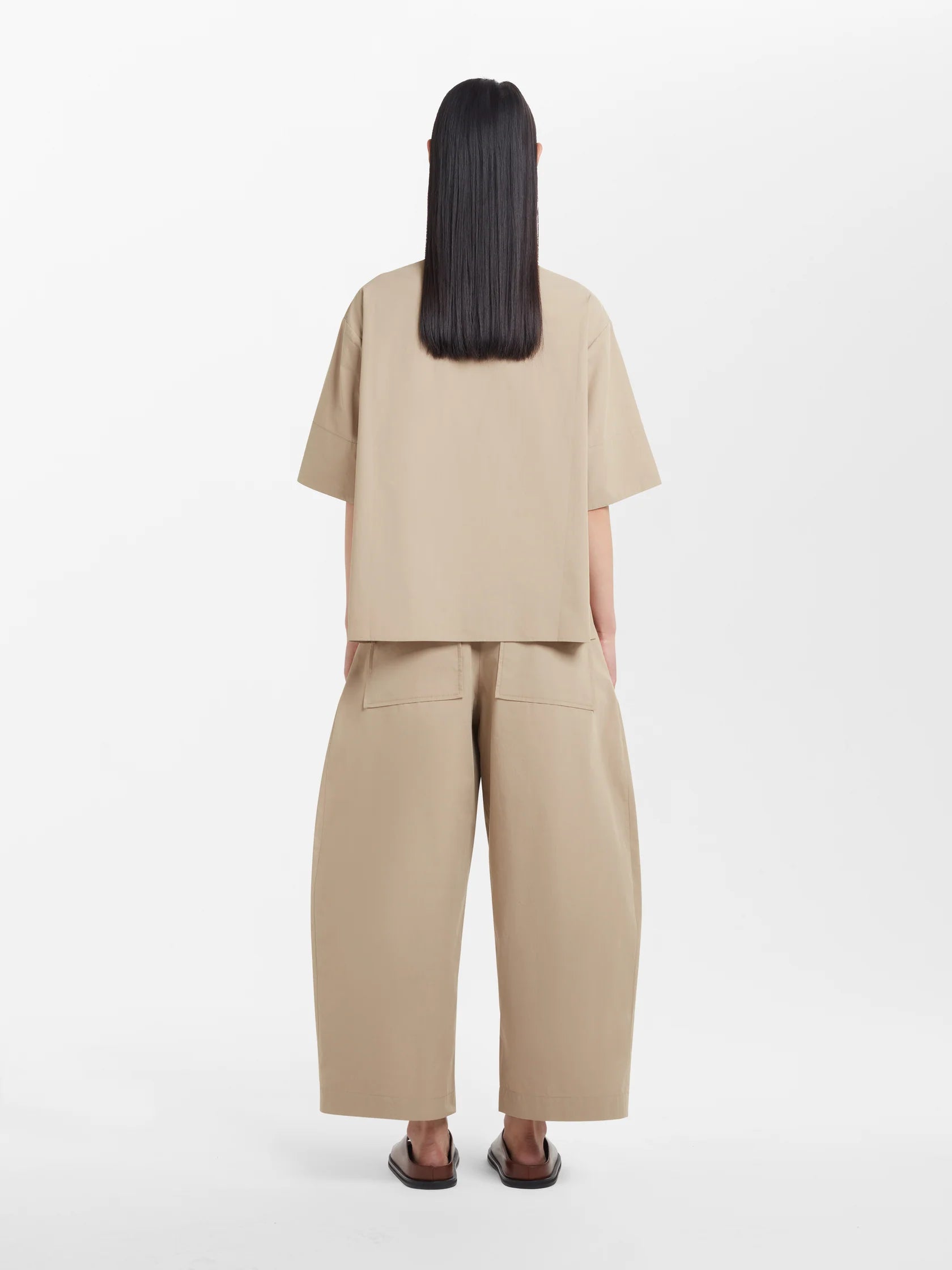 Namu Shop - Studio Nicholson Chalco Powder Cotton Wide Leg Pant - Oyster