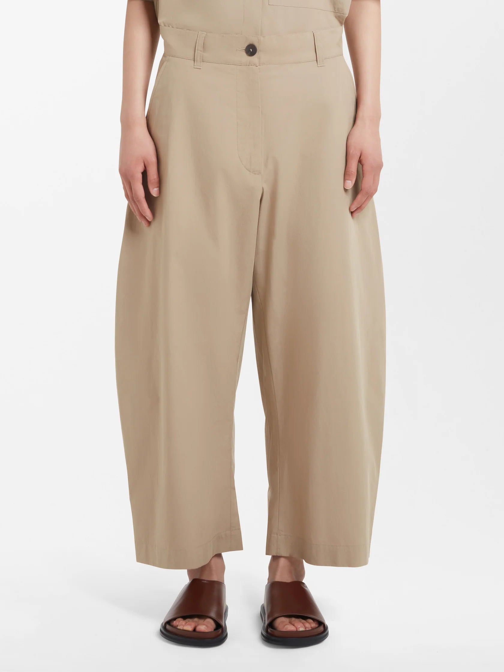 Namu Shop - Studio Nicholson Chalco Powder Cotton Wide Leg Pant - Oyster