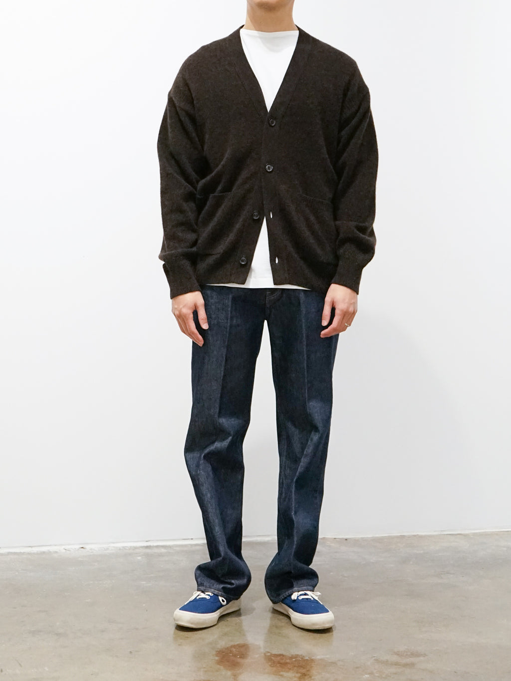 Namu Shop - Phlannel Wool Yak Guernsey Cardigan - Brown x Black